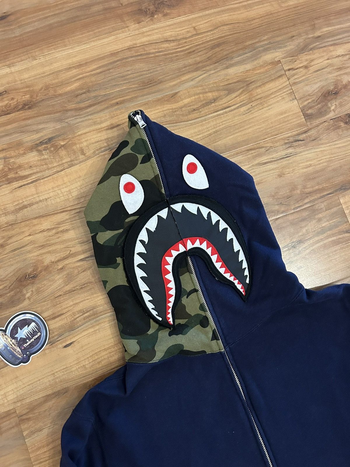 Bape Bape Navy/Green Camo Detachable Shark Full Zip Hoodie Size US XXL / EU 58 / 5 - 2 Thumbnail