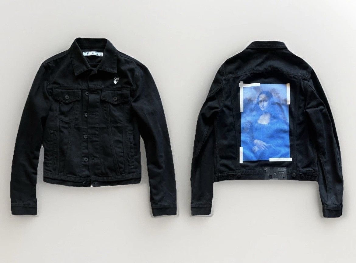 Off-White × Virgil Abloh OFF-WHITE⚡️Men size M "Mona Lisa" black denim trucker jacket Size US M / EU 48-50 / 2 - 2 Thumbnail