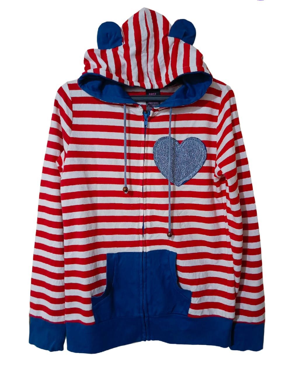 image of Beauty Beast x Hysteric Glamour Rose Fan Fan Ear Hoodie Red Line Love Patch, Men's (Size Large)