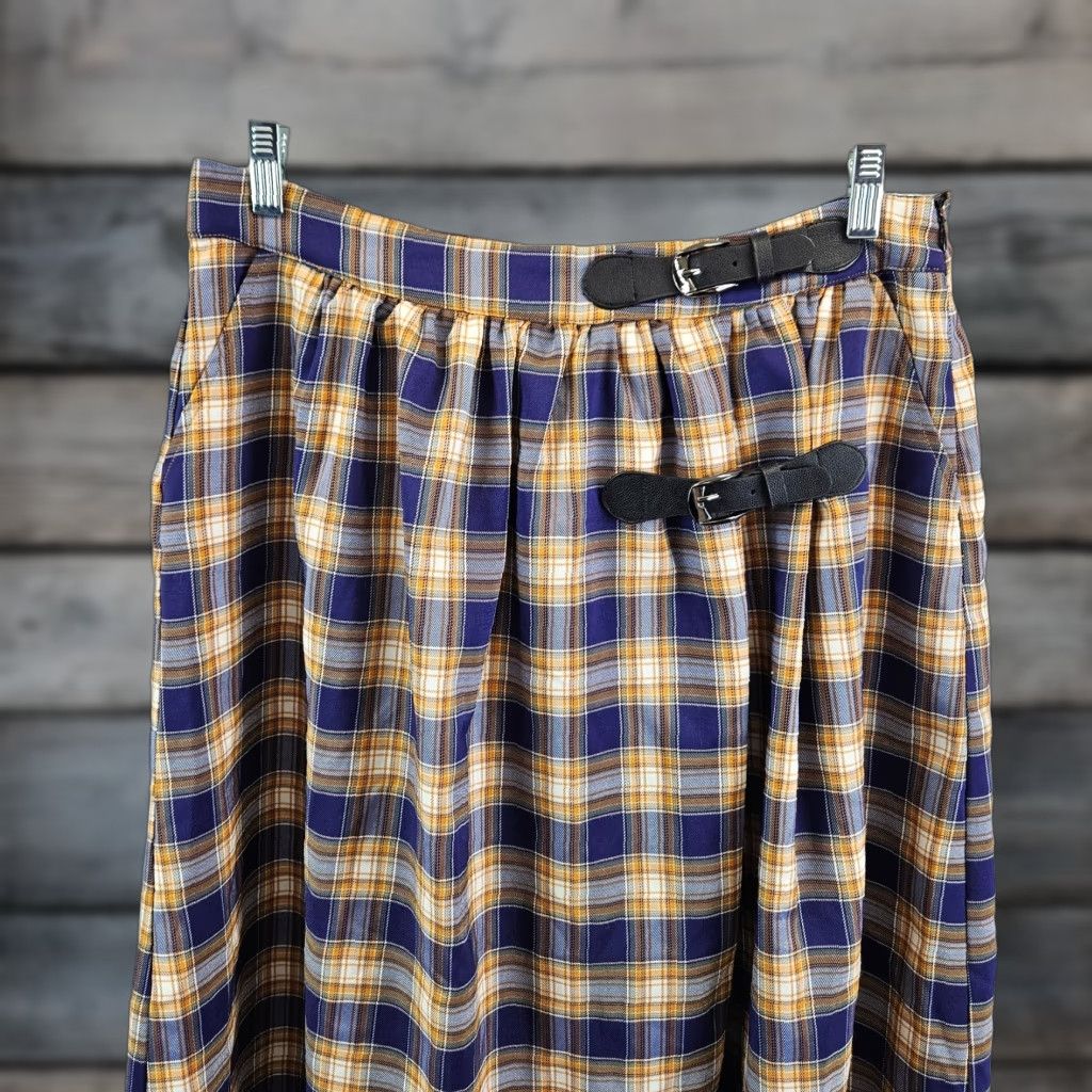 Vintage VINTAGE? Alice's Pig Womens Skirt Sz 12 Purple Plaid Pocket Side Zip Midi A-Line Size 34" / US 12 / IT 48 - 1 Thumbnail