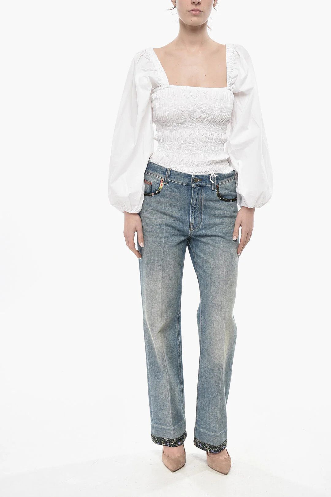 Valentino og1mm0426 Straight-Fit Cotton Jeans in Light Blue Size 27" / US 4 / IT 40 - 4 Thumbnail