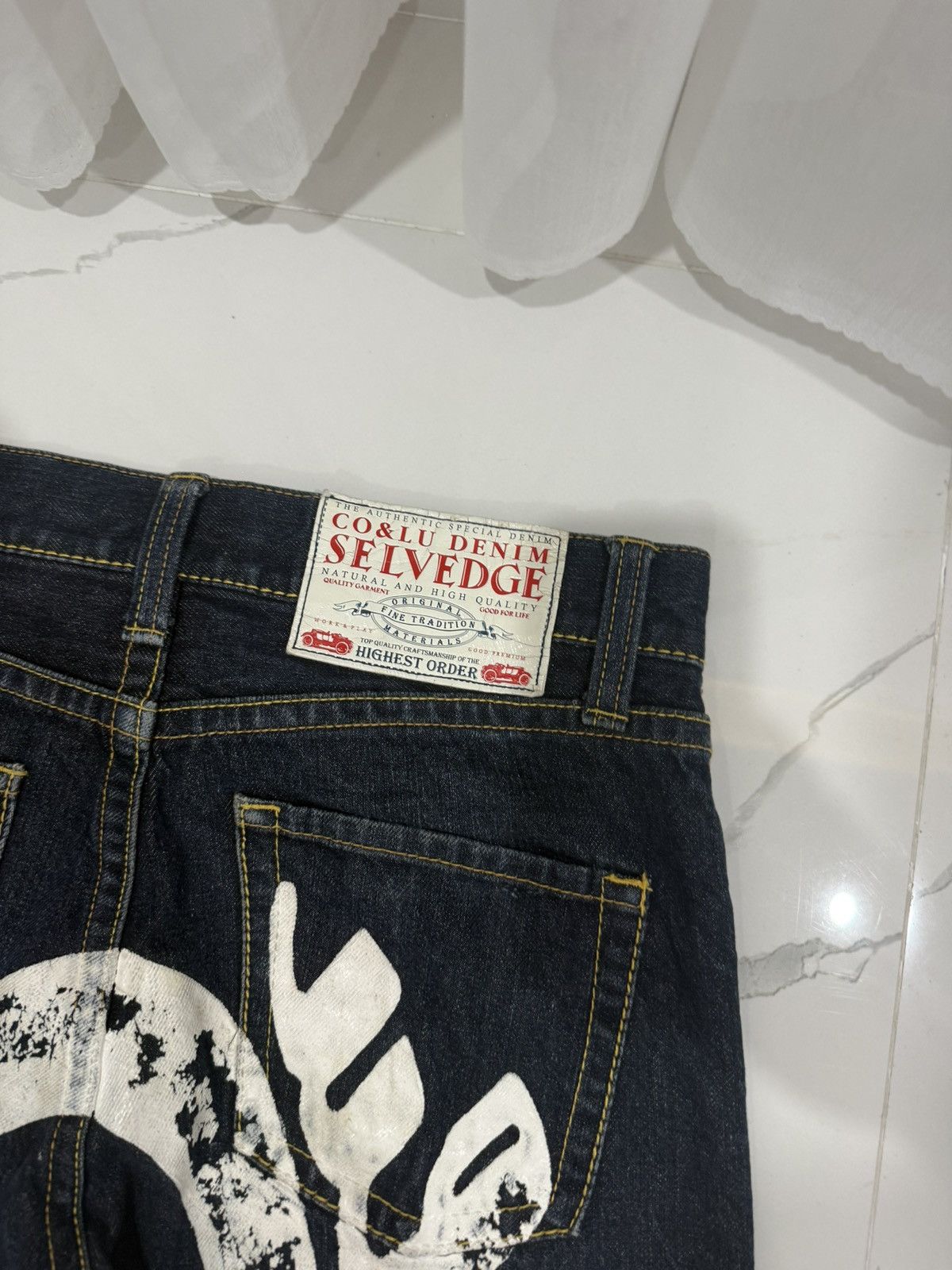 Japanese Brand 00’s CO & LU SELVEDGE RARE JAPAN BAGGY DISTRESSED JEANS Size US 32 / EU 48 - 8 Thumbnail