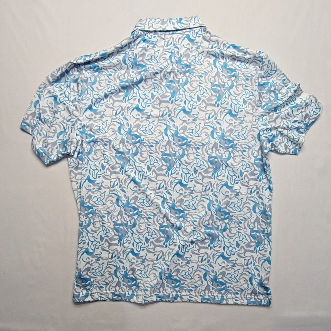 Hogan Ben Hogan Performance Polo XL Blue Gray Abstract Print Shirt Size US XL / EU 56 / 4 - 8 Thumbnail