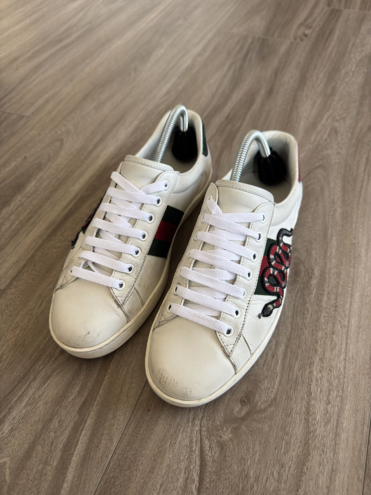 Gucci Ace Snake Sneaker White Size US 7 / EU 40 - 3 Thumbnail