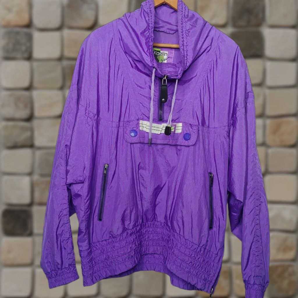 Etro VINTAGE Kaelin Ski Windbreaker Jacket Women L Purple 90s 1/4 Zip Nylon Casual Womens Size L / US 10 / IT 46 - 1 Thumbnail