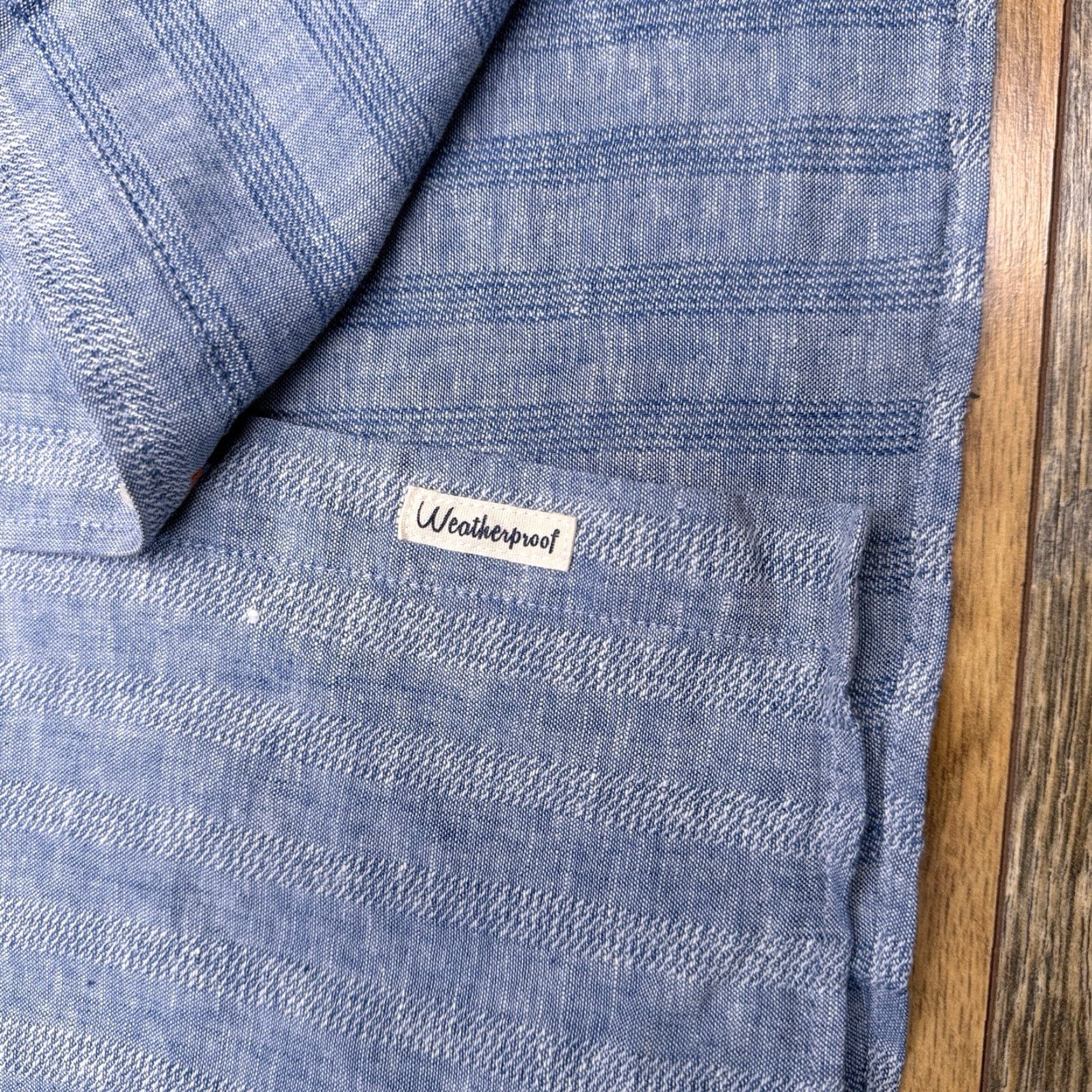 Weatherproof Weatherproof Shirt Mens XXL Blue Striped Linen Button-Up Short Sleeve Casual Size US XXL / EU 58 / 5 - 6 Thumbnail