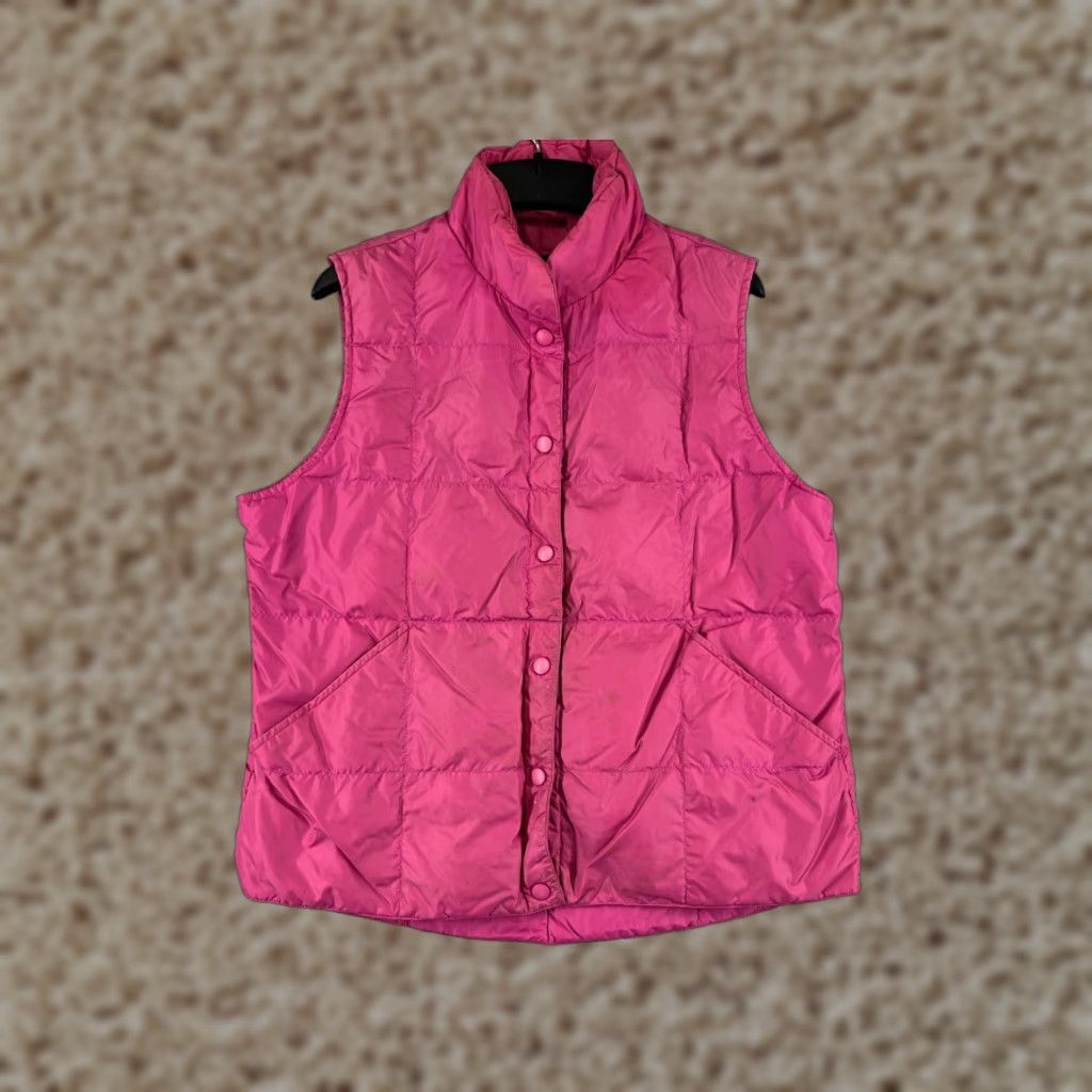 Lands' End Lands' End Vest Women Medium Pink Nylon Shell Insulated Button Up Down Read Size M / US 6-8 / IT 42-44 - 1 Thumbnail