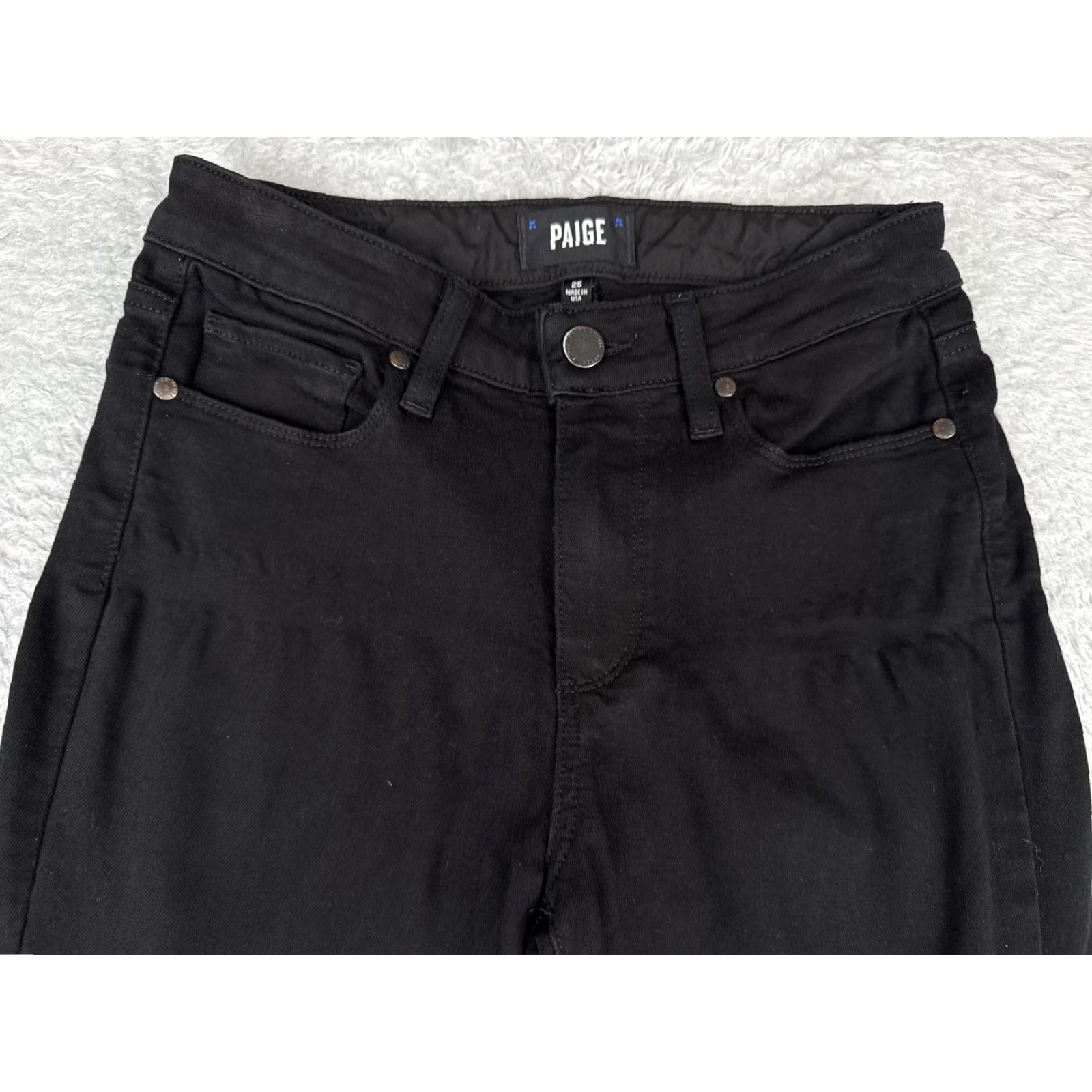 Paige Paige Jeans Womens Hoxton Ankle High Rise Skinny 25 Black Raw Hem Made USA Size 42" / US 20 - 4 Thumbnail