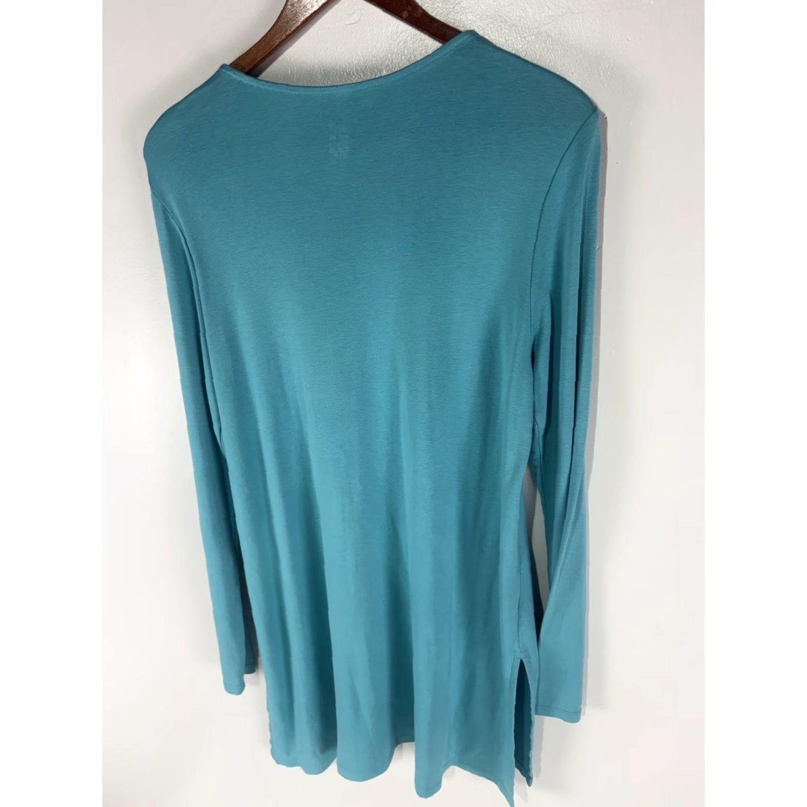 J. Jill J. Jill Teal Crewneck Tunic Womens Size M 100% Pima Cotton Casual Lightweight Size M / US 6-8 / IT 42-44 - 4 Thumbnail