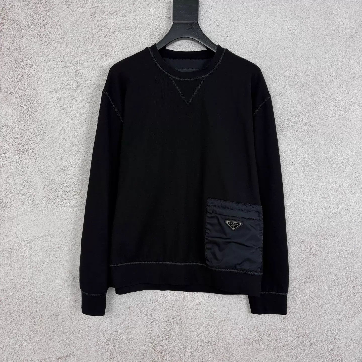 Prada Prada Nylon Pullover Sweatshirt Black XL Triangle Logo Size US XL / EU 56 / 4 - 1 Thumbnail