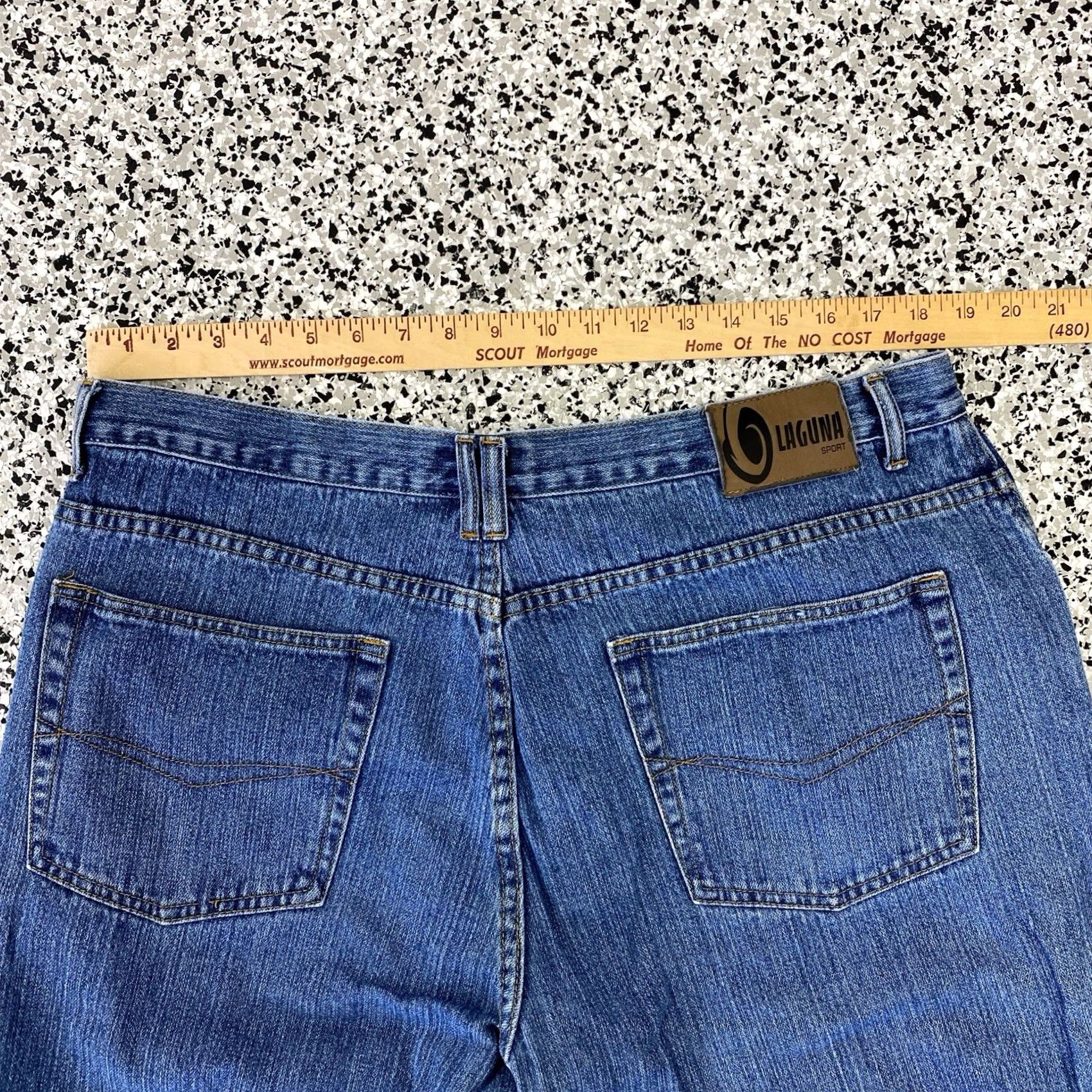 Vintage VINTAGE Laguna Sport Jeans Men's 37X30 Blue Denim Wide Leg Factory Fades Jeans Mens Blue 90s Hip Hop Casual Workwear Wide Leg Size US 37 - 4 Thumbnail