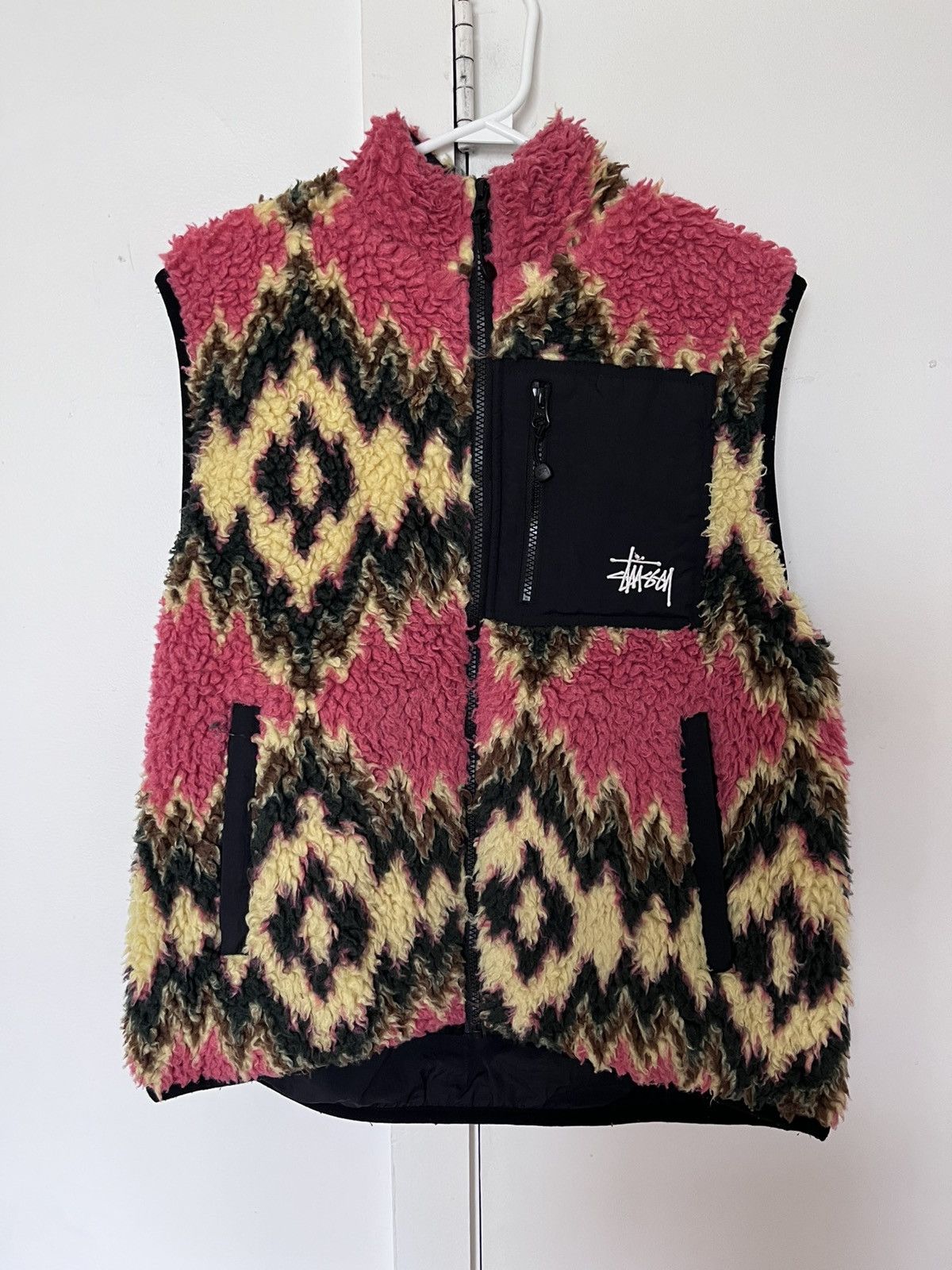 Stussy STUSSY Checker Cargo Vest Blue Black Checkerboard Sz