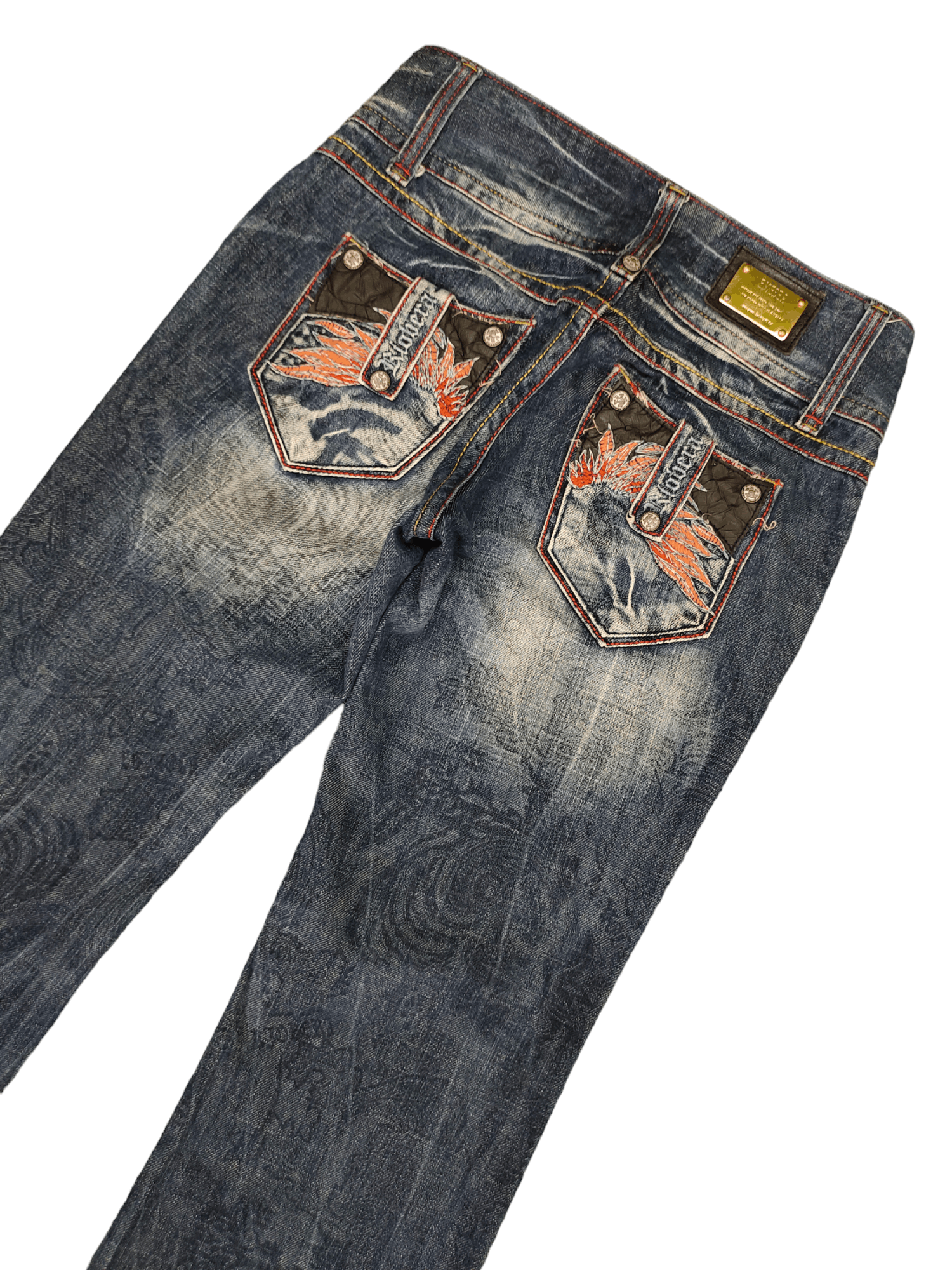 If Six Was Nine Flare Jeans Riobera Embroide Faded Low Rise Boot Cut Y2k Goa Size US 28 / EU 44 - 4 Thumbnail