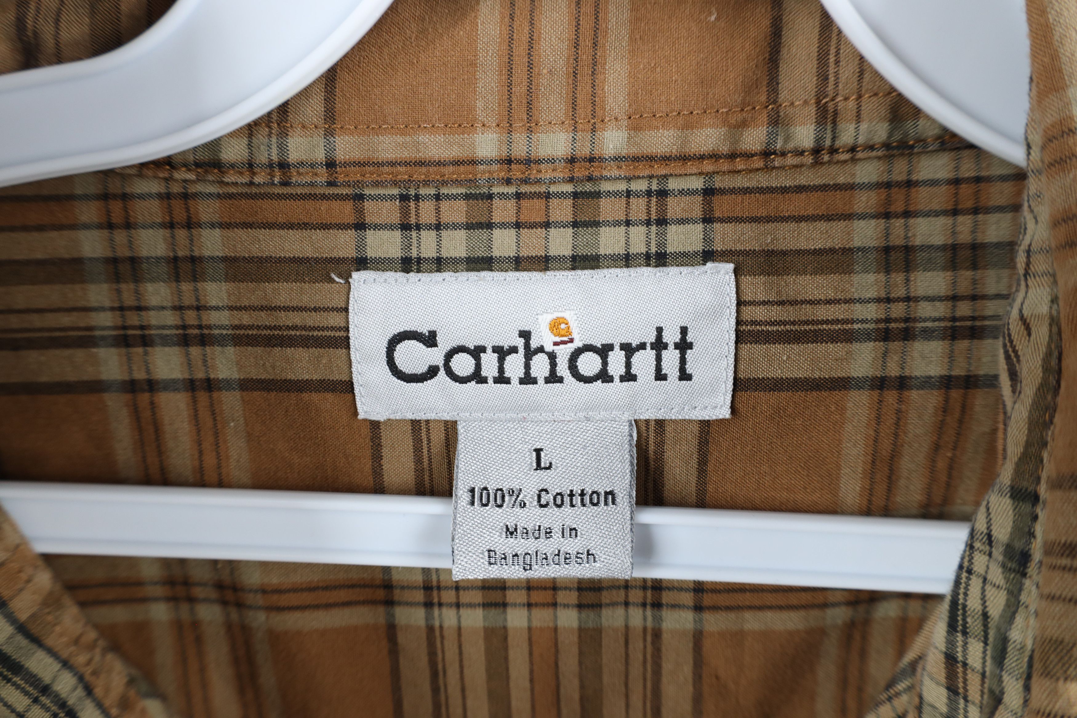 Carhartt × Vintage Vintage Carhartt Collared Button Down Shirt Brown Plaid Size US L / EU 52-54 / 3 - 6 Thumbnail