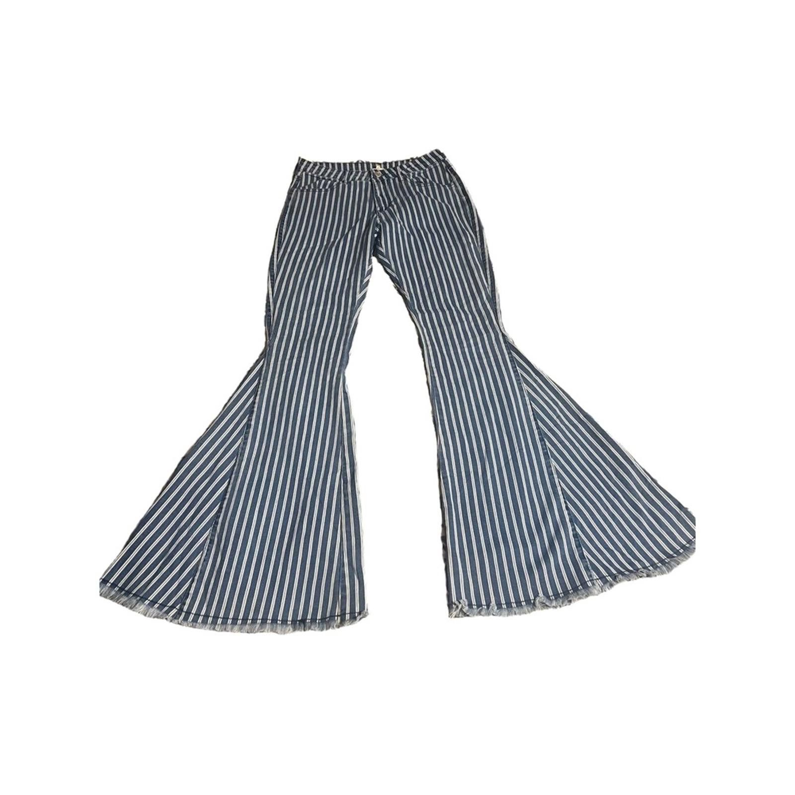 Other Altar’d State Flared Pants XS Blue White Striped Retro Boho Size 26" / US 2 / IT 38 - 2 Thumbnail
