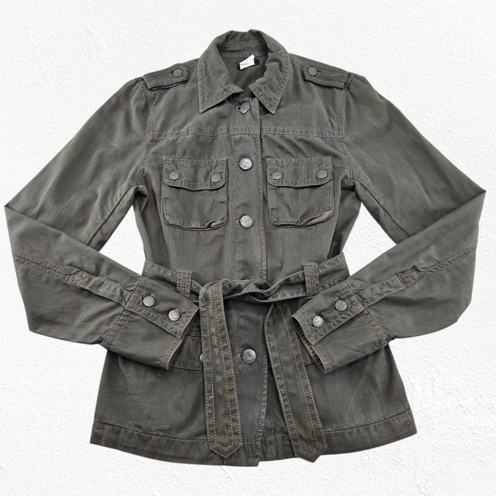 J.Crew J.Crew Silk Cotton Utility Military Jacket Olive Green Small Size S / US 4 / IT 40 - 2 Thumbnail