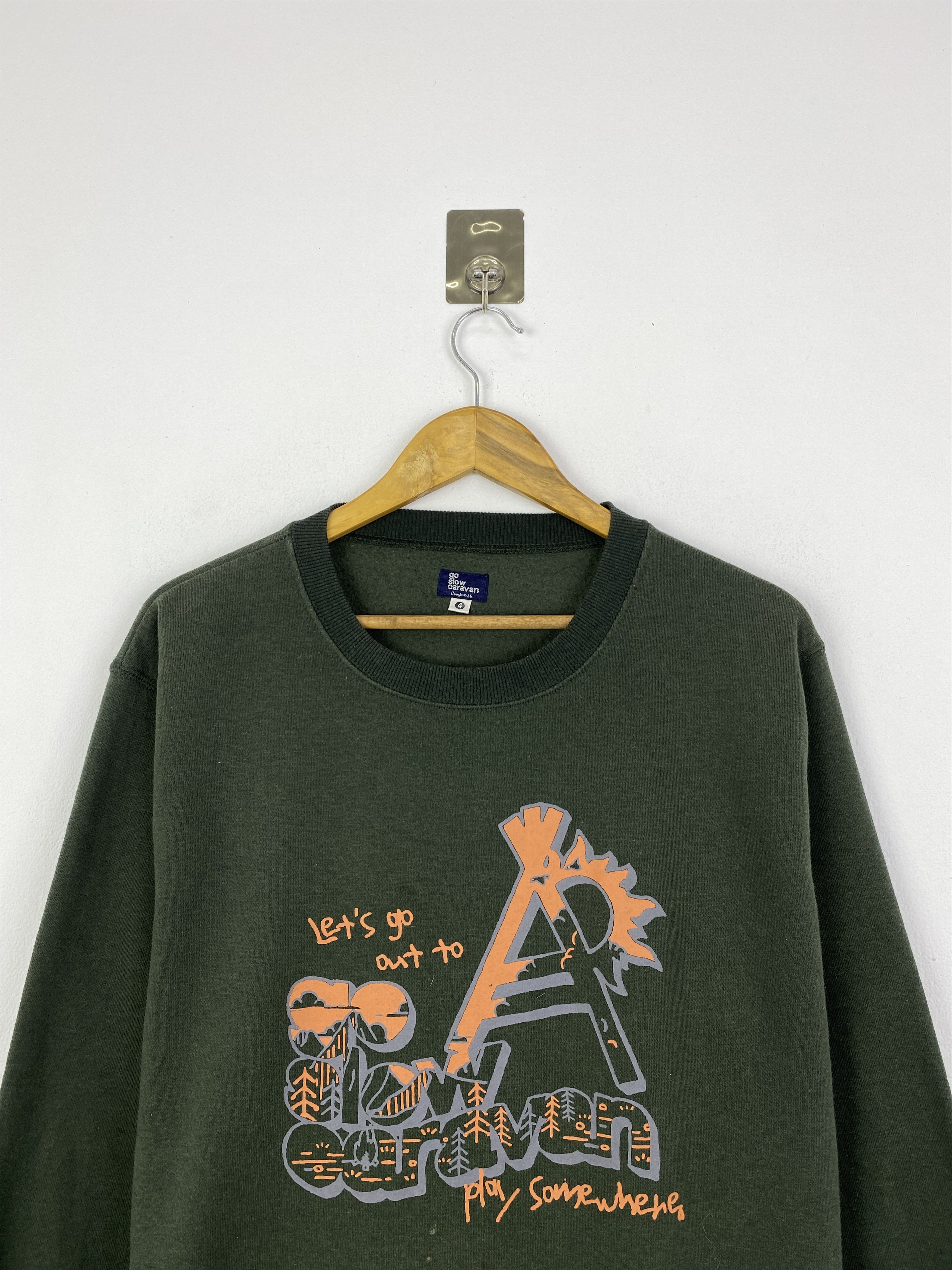 Vintage Vintage Go Slow Caravan Wording Sweatshirt SH0086 Size US XL / EU 56 / 4 - 2 Thumbnail