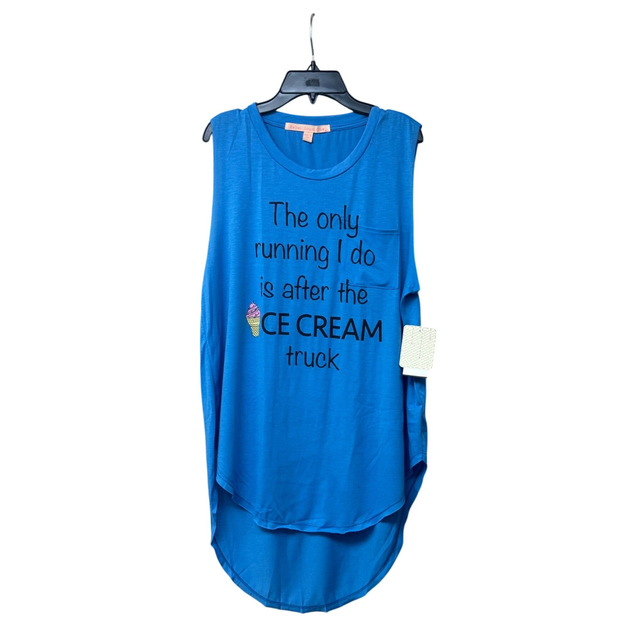Other Rebellious One Junior's High Low Graphic Tank Top, Neon Blu Size XL / US 12-14 / IT 48-50 - 9 Thumbnail