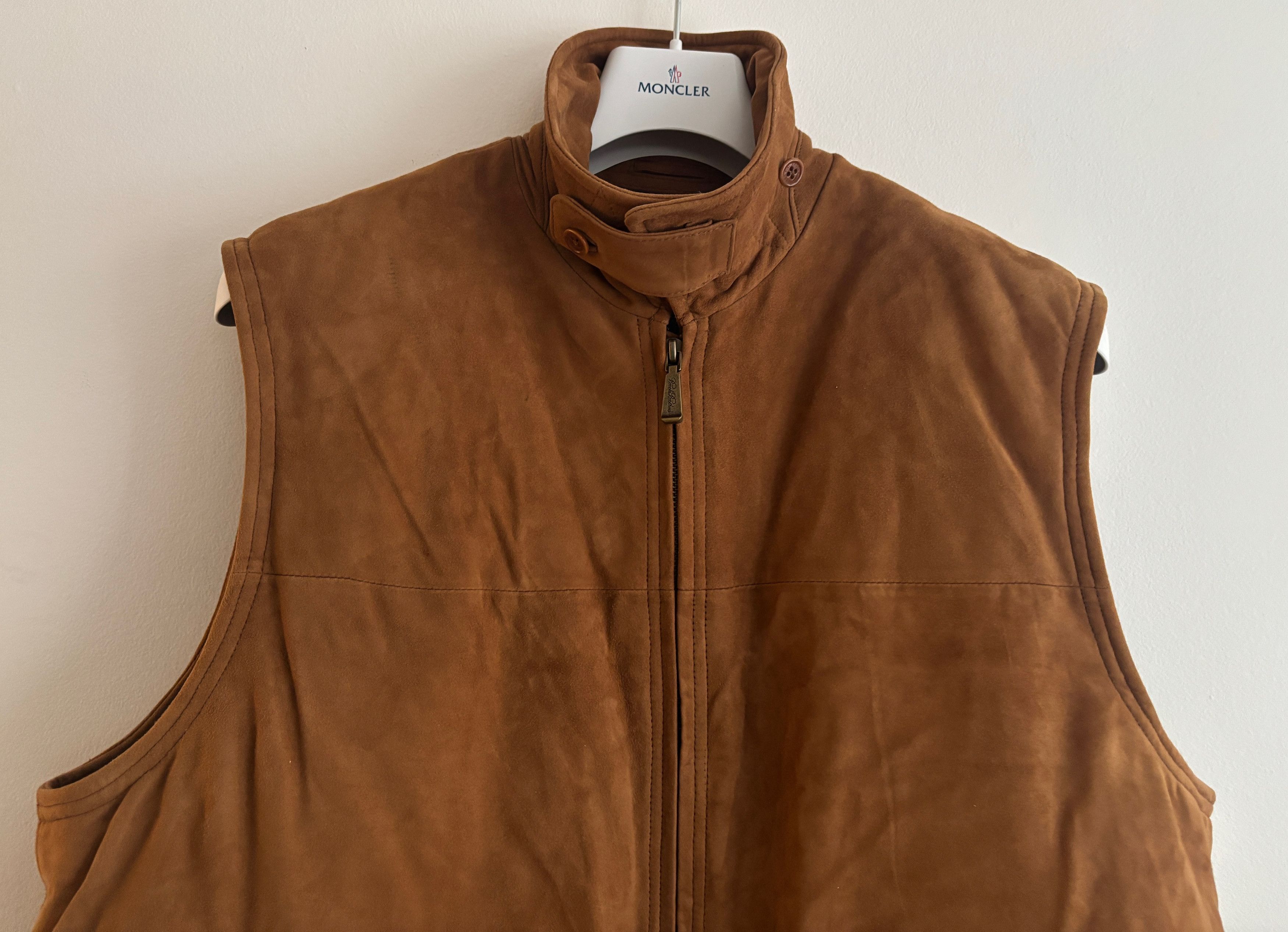 Brooks Brothers $495 Zippered Tan/ Brown Suede Leather Down Vest - Large Size US L / EU 52-54 / 3 - 4 Thumbnail