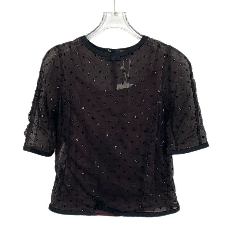 Louis Vuitton Louis Vuitton Black Mulberry Silk Round Neck Cutout Short Size XXS / US 00 / IT 34 - 1 Thumbnail