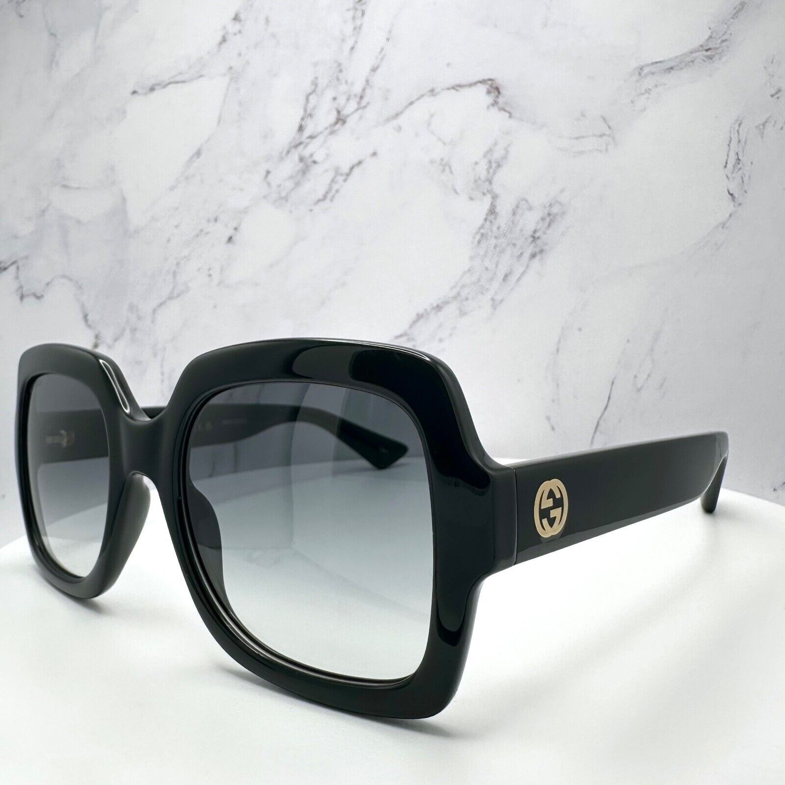 Gucci Gucci Sunglasses Black Square Womens Gold GG Logo Oversized Size ONE SIZE - 16 Thumbnail