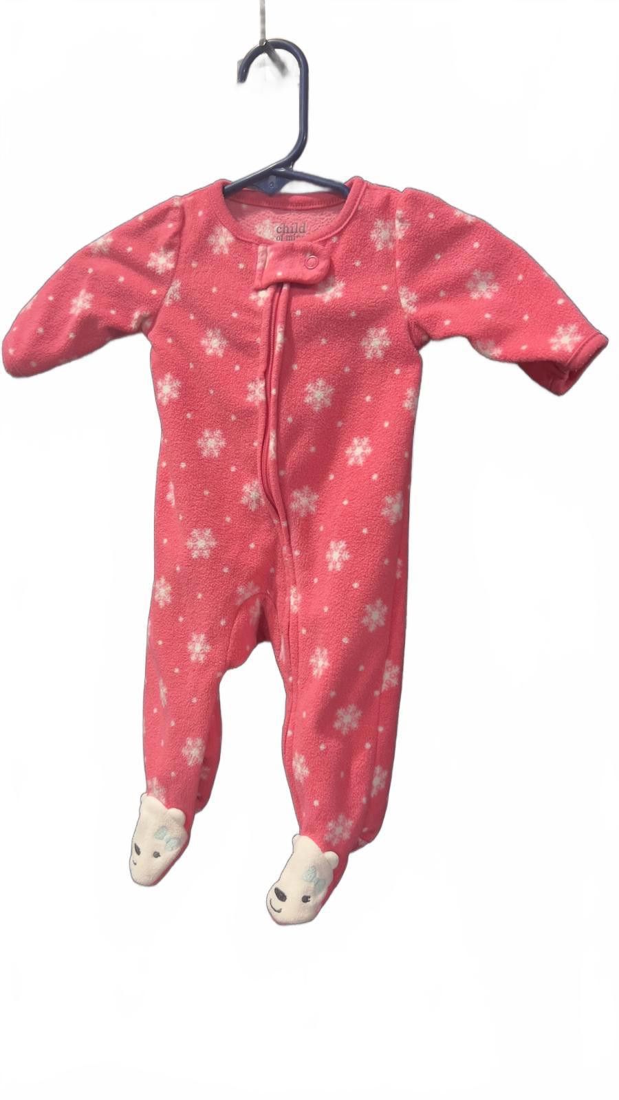 Other Carter's Child of Mine Fleece Pajama Romper Pink Snowflake Size ONE SIZE - 1 Thumbnail