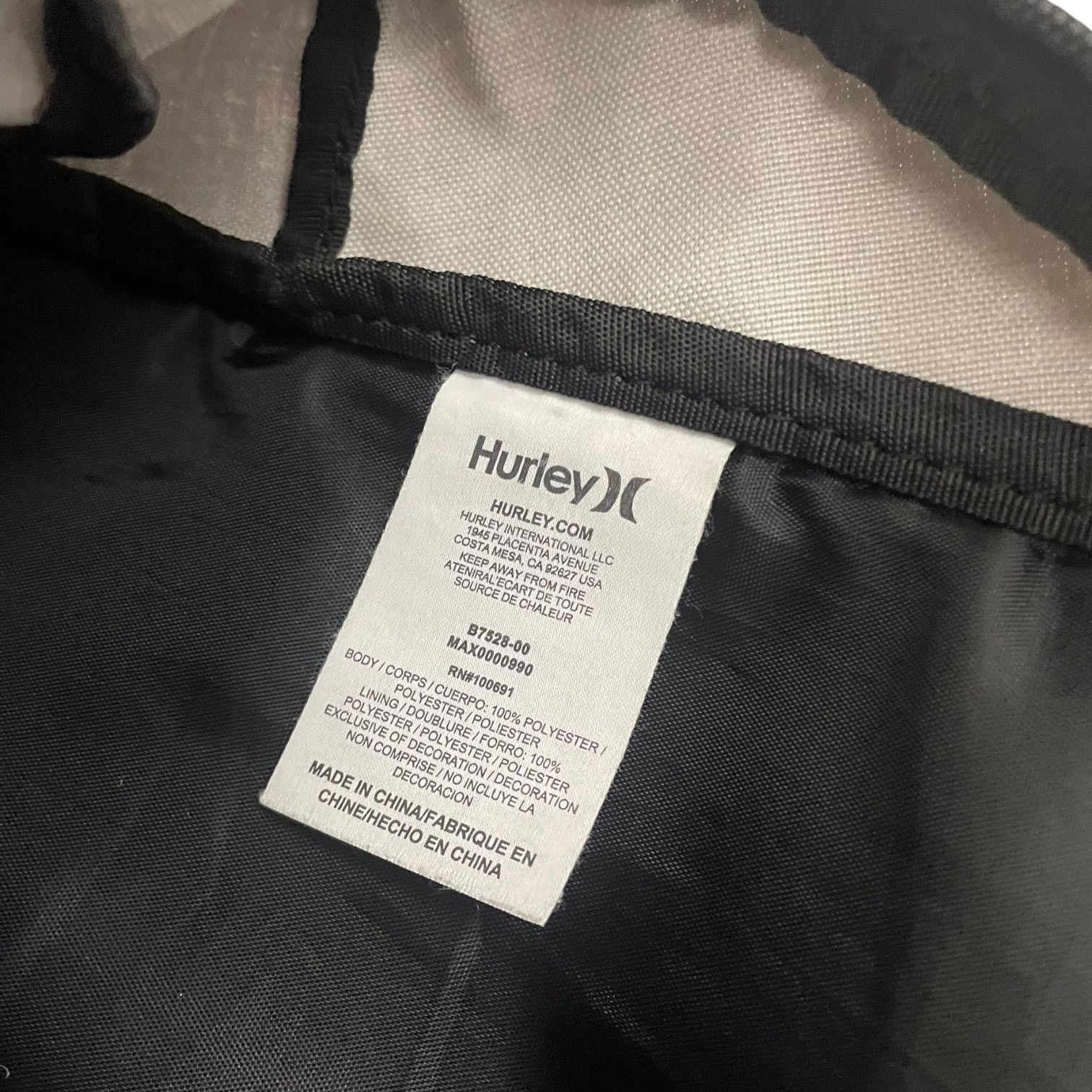 Hurley Hurley Grey & Black Unisex Backpack Size ONE SIZE - 10 Thumbnail