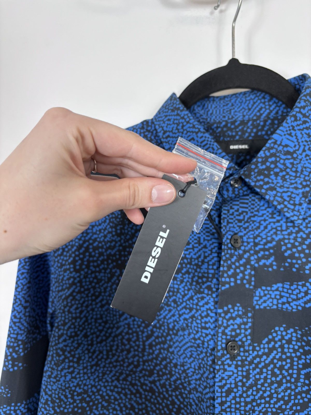 Diesel Diesel Luxx NWT Men’s Blue/Black AOP Long Sleeve Shirt Size US M / EU 48-50 / 2 - 7 Thumbnail