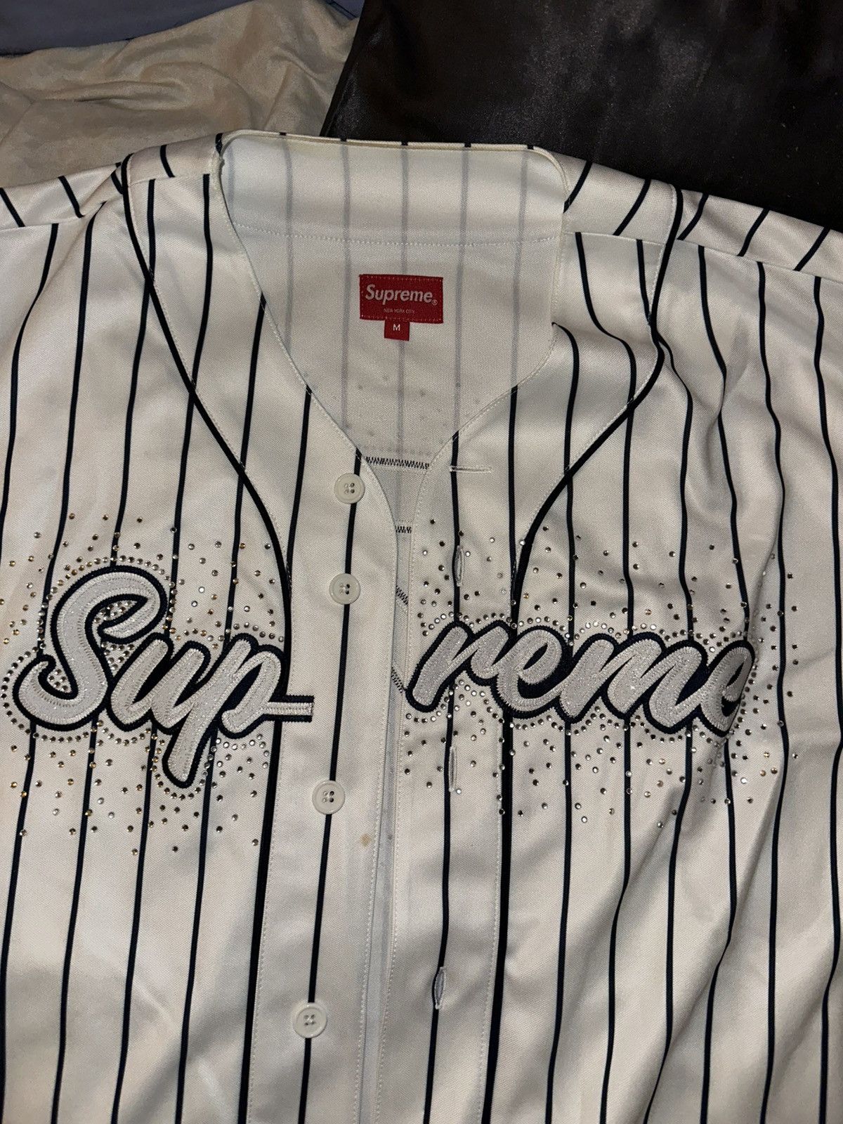 Supreme Supreme Rhinestone Baseball Jersey Pinstripe Medium (SS20) Size US M / EU 48-50 / 2 - 4 Thumbnail