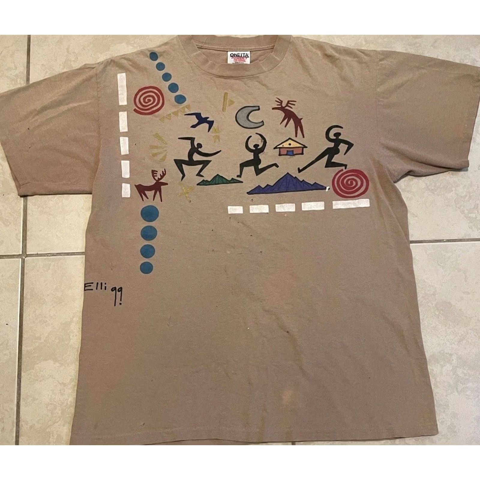 Native VINTAGE 90s Abstract Art Faded Distressed AOP Shirt L Brown Men Short Sleeve T-Shirt Grunge Beach Sun Palm Trees USA USA Sun Beach 80s 90s Size US L / EU 52-54 / 3 - 2 Thumbnail