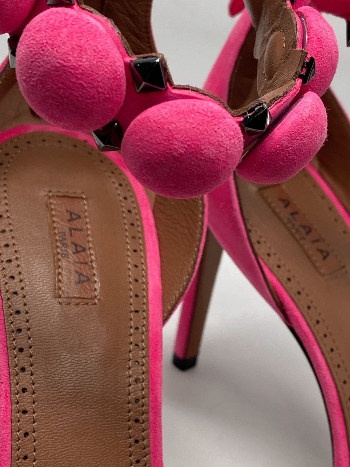 Alaia Alaia Bombe 90 Studded Suede Leather Sandals size 38.5 Size US 8.5 / IT 38.5 - 7 Thumbnail