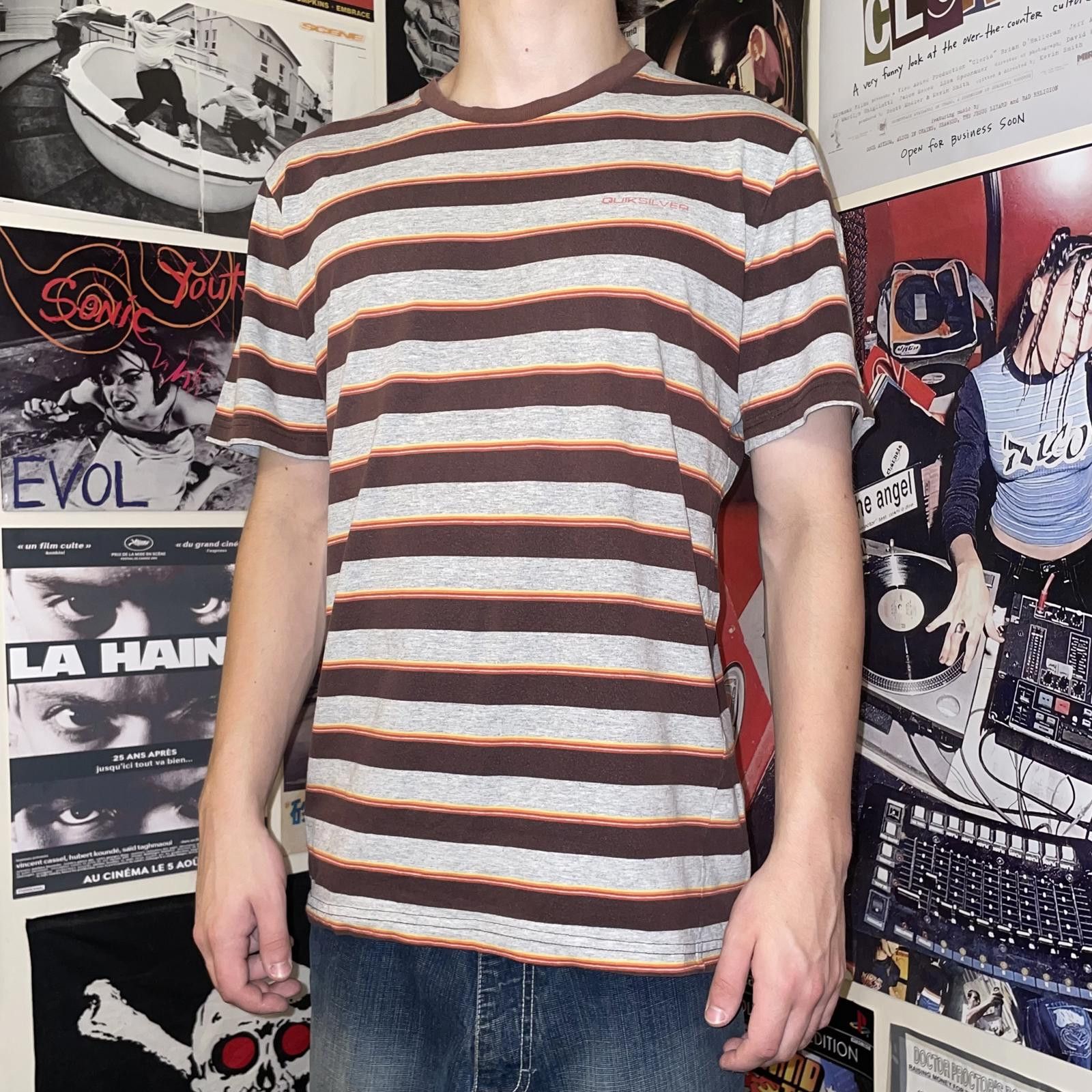 Quiksilver Quiksilver 00s Striped Print T-Shirt L Size US L / EU 52-54 / 3 - 6 Thumbnail