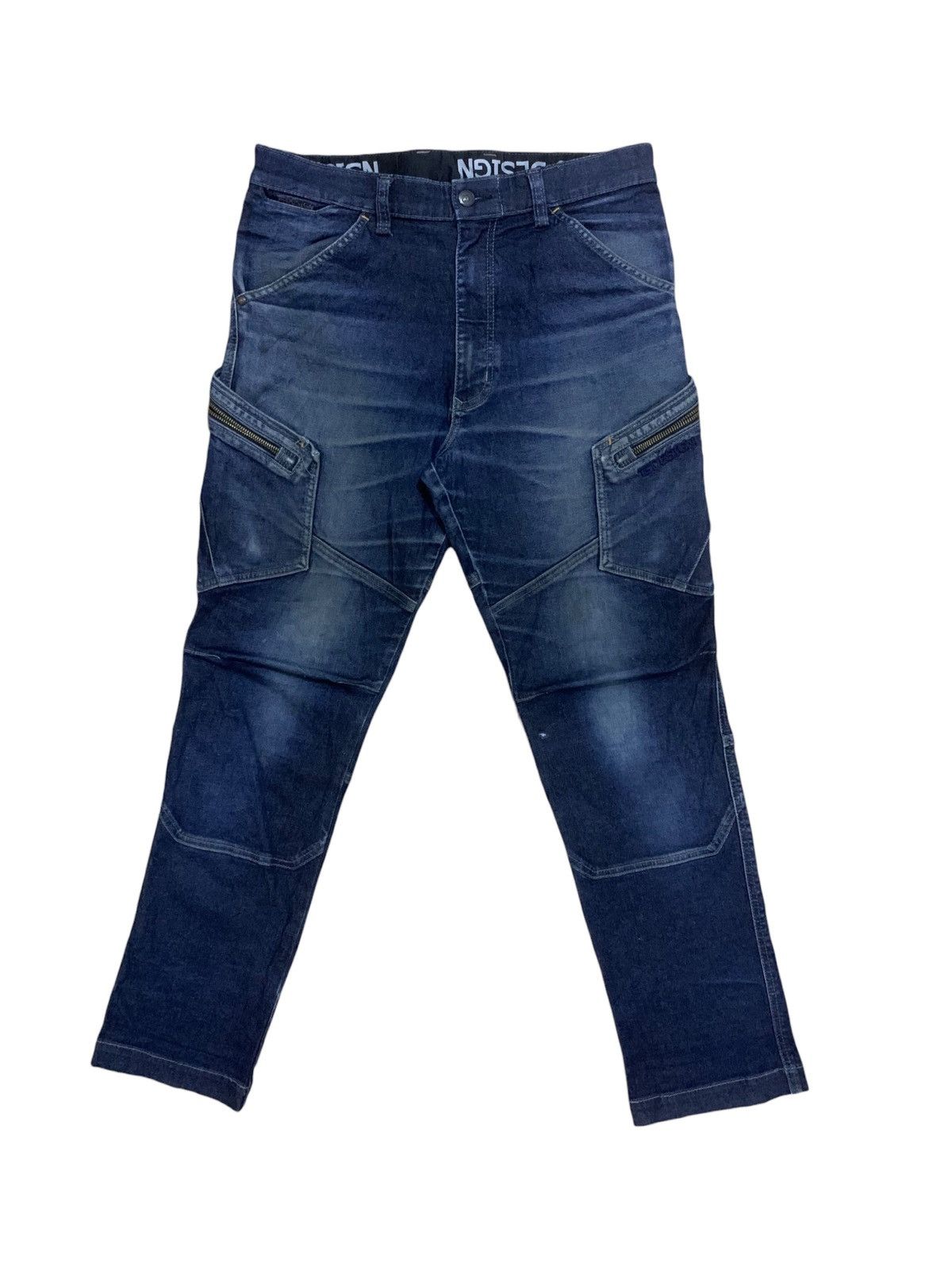 image of If Six Was Nine Vintage Ts Design Style Le Grande Bleu Cargo Jeans in Dark Blue, Men's (Size 32)