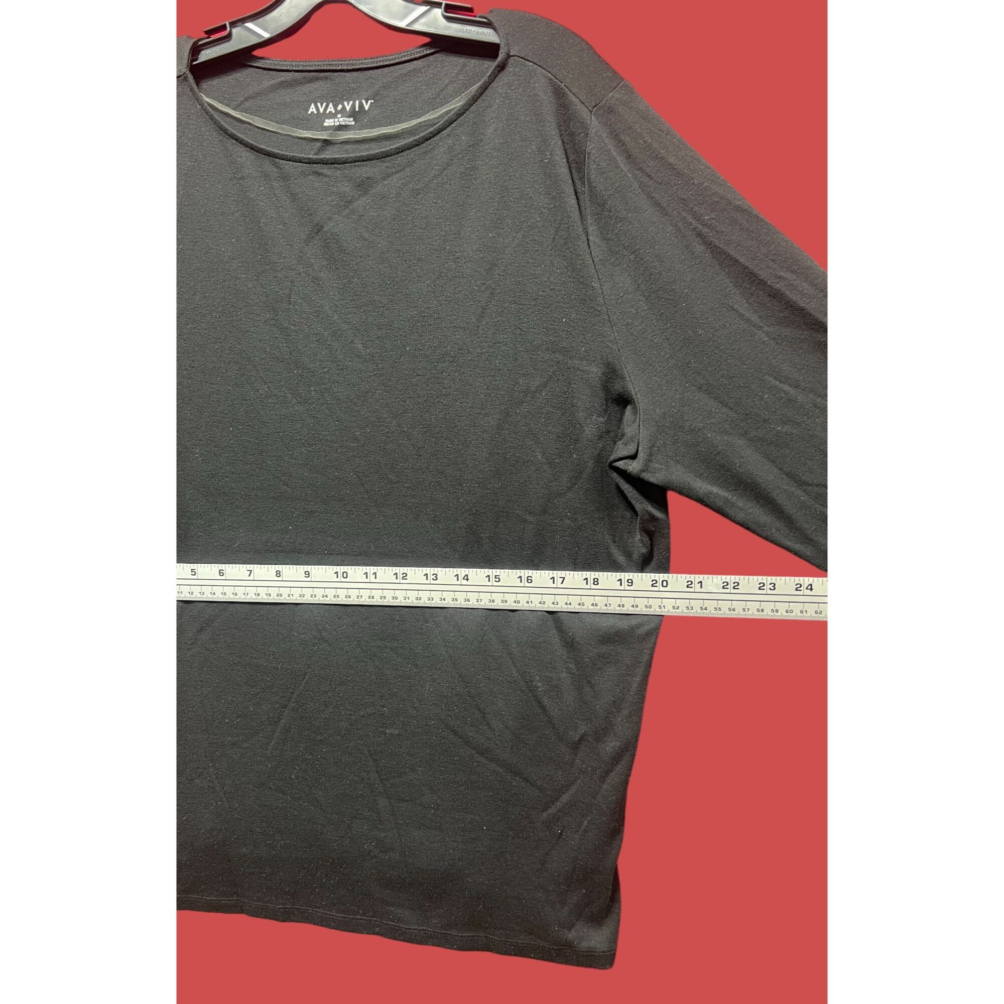 Other Ava & Viv - Women's 3/4 Sleeve Tunic T-Shirt - Black - 1X Size XL / US 12-14 / IT 48-50 - 4 Thumbnail