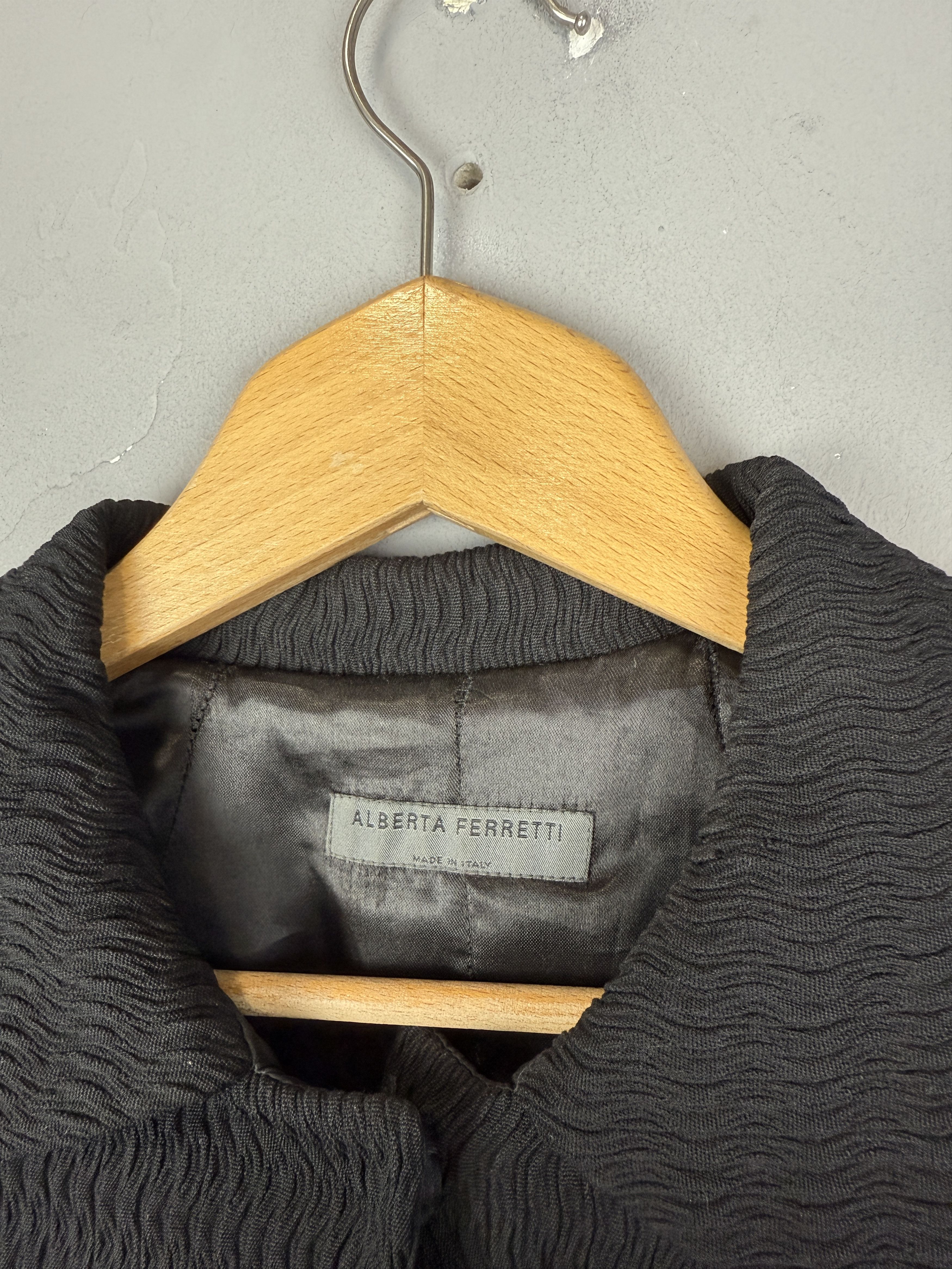 Designer Alberta Ferretti Wool Coat Italy Black Long Trench Jacket Size M / US 6-8 / IT 42-44 - 5 Thumbnail