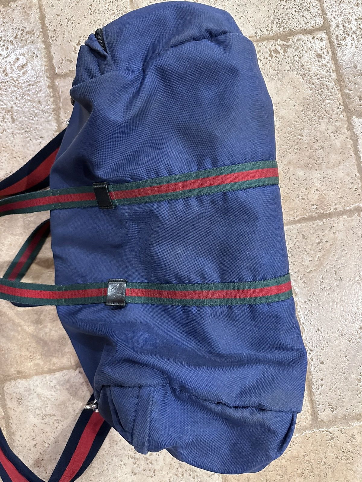 Gucci Gucci Navy Cotton / Canvas Duffle Logo Bag Size ONE SIZE - 8 Thumbnail