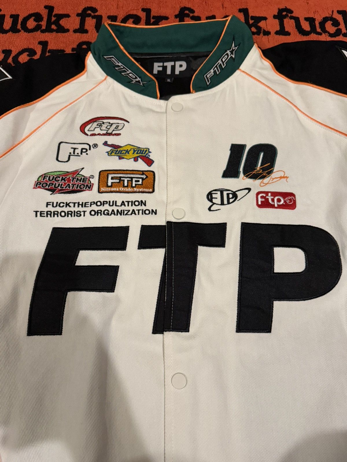Fuck The Population FTP Pit-crew Jacket (WHITE) Size US XL / EU 56 / 4 - 3 Thumbnail