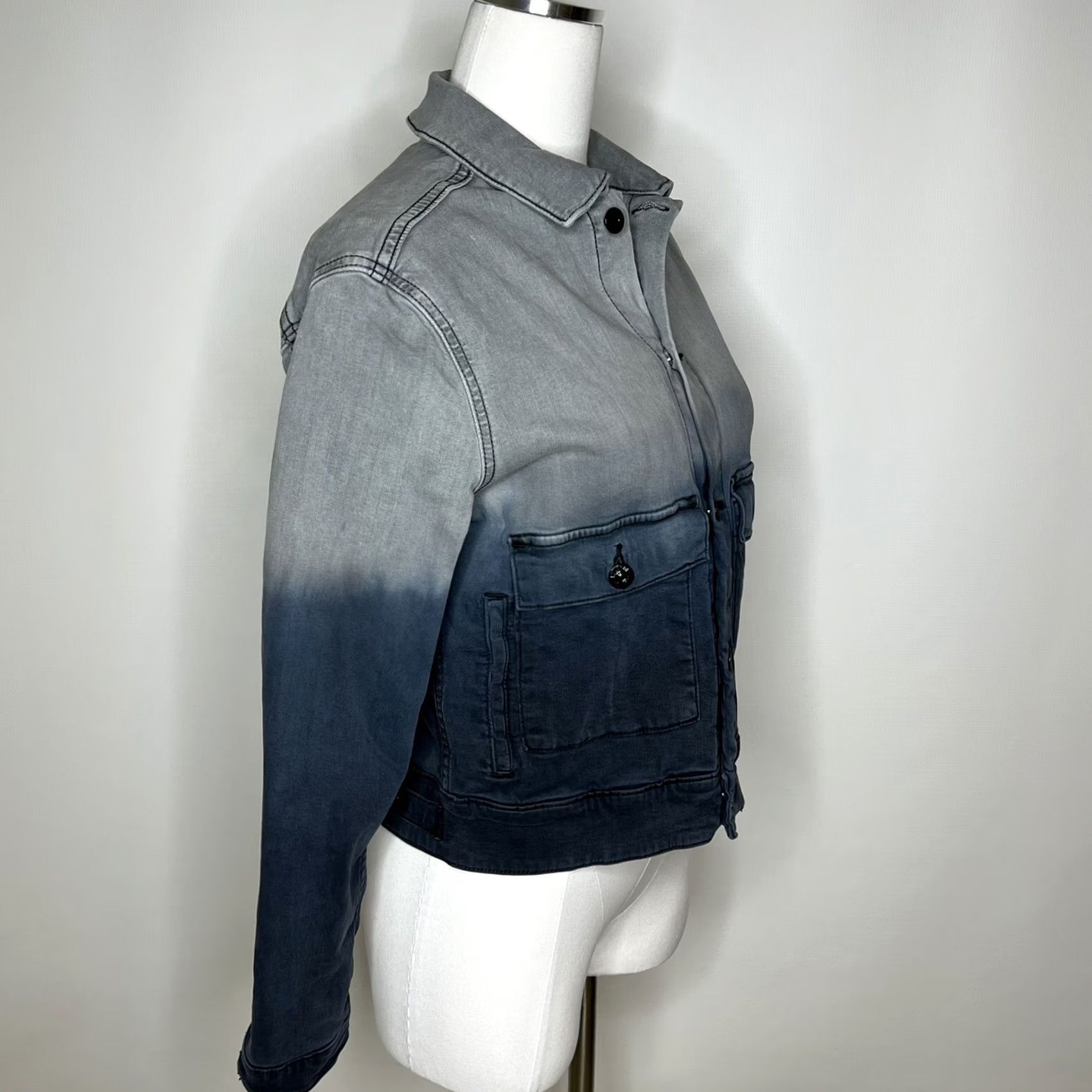 Vintage Lularoe Kenny Denim Jacket Size Small Blue Ombre Jacket Women Slim Regular Short Sleeve Jeans Coat/Outerwear Modern Bohemian Vintage: No Size S / US 4 / IT 40 - 3 Thumbnail