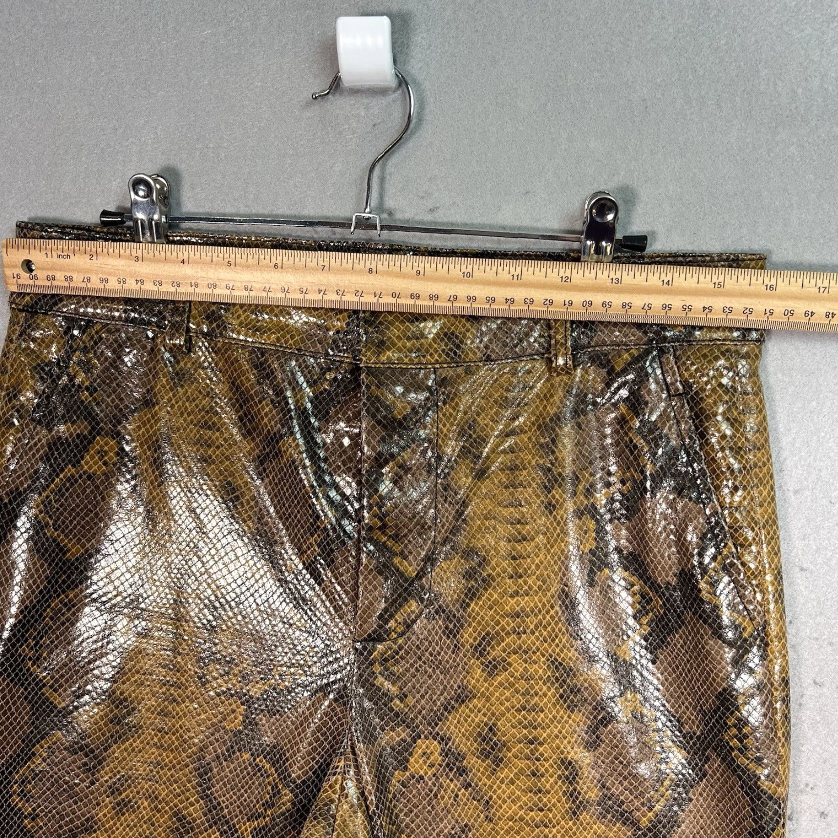 Zara VINTAGE Zara Snakeskin Wide Leg Pants Womens Small Brown High Rise Straight Fit Size 28" / US 6 / IT 42 - 3 Thumbnail