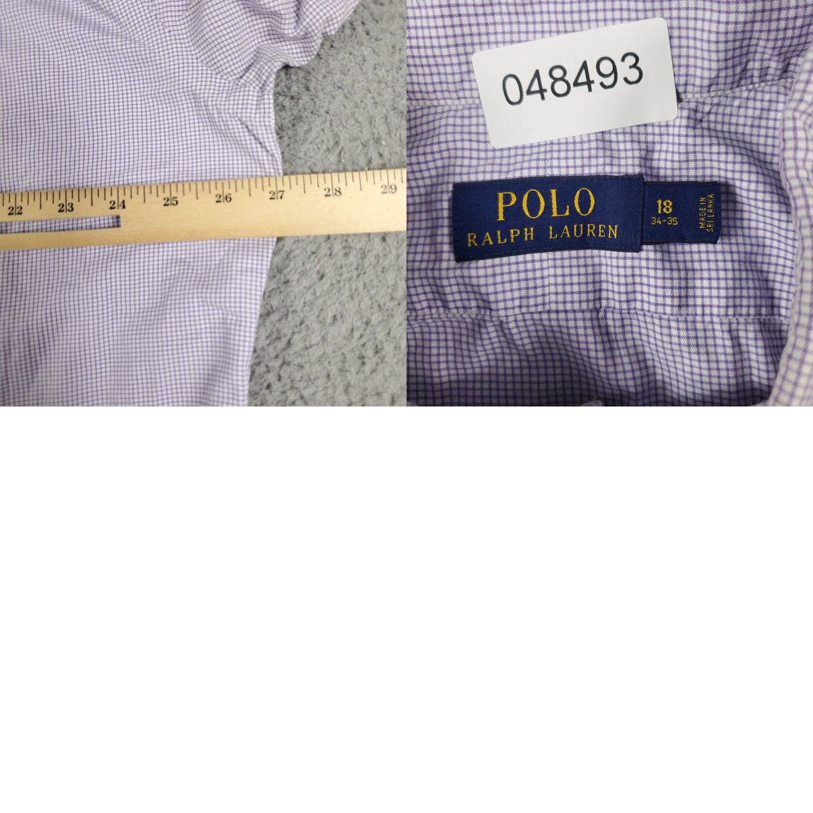 Ralph Lauren Ralph Lauren Dress Shirt Mens 18 Purple Check Long Sleeve Button-Up Regular Fit Size 48R - 8 Thumbnail