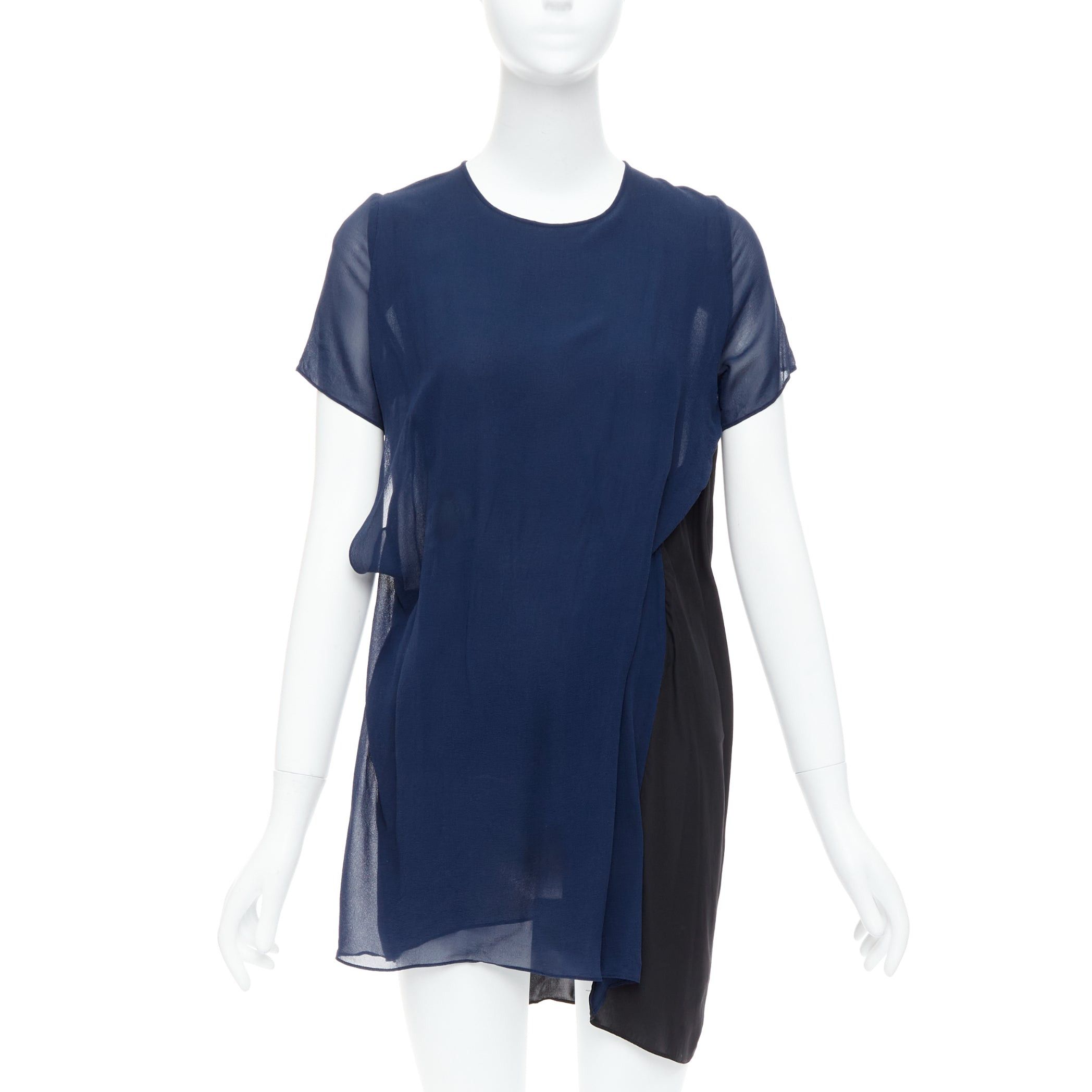 Acne Studios ACNE STUDIOS 2013 Paloma black navy bicolor drape dress FR34 XS Size XS / US 0-2 / IT 36-38 - 1 Thumbnail
