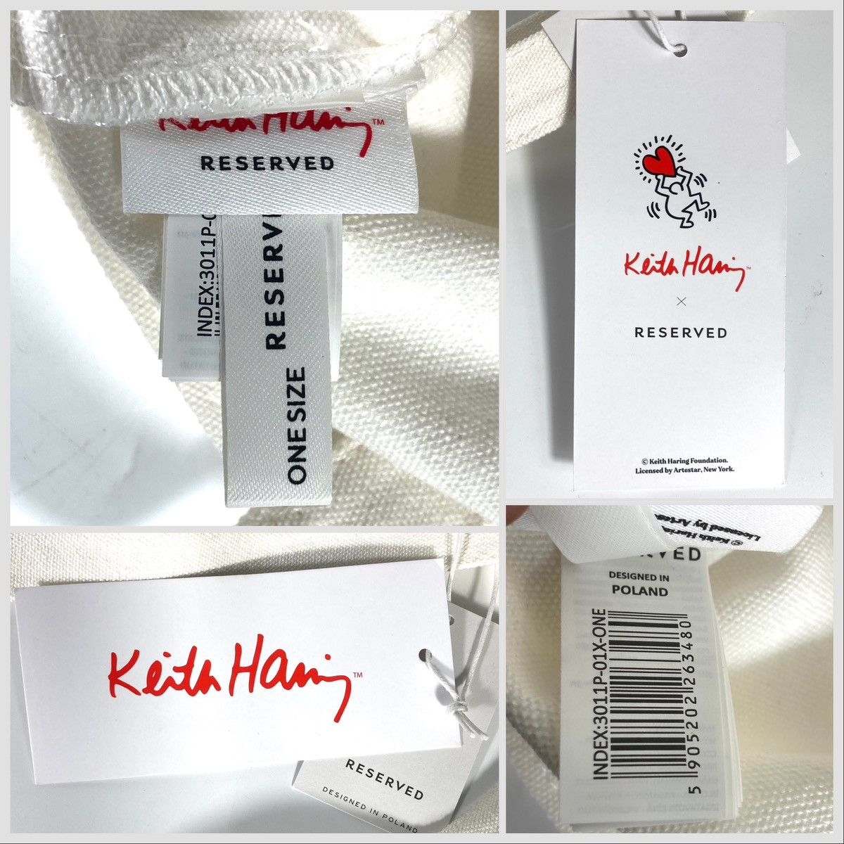 Keith Haring Keith Haring Tote Cotton Canvas Bag Shopper White Licensed Size ONE SIZE - 8 Thumbnail