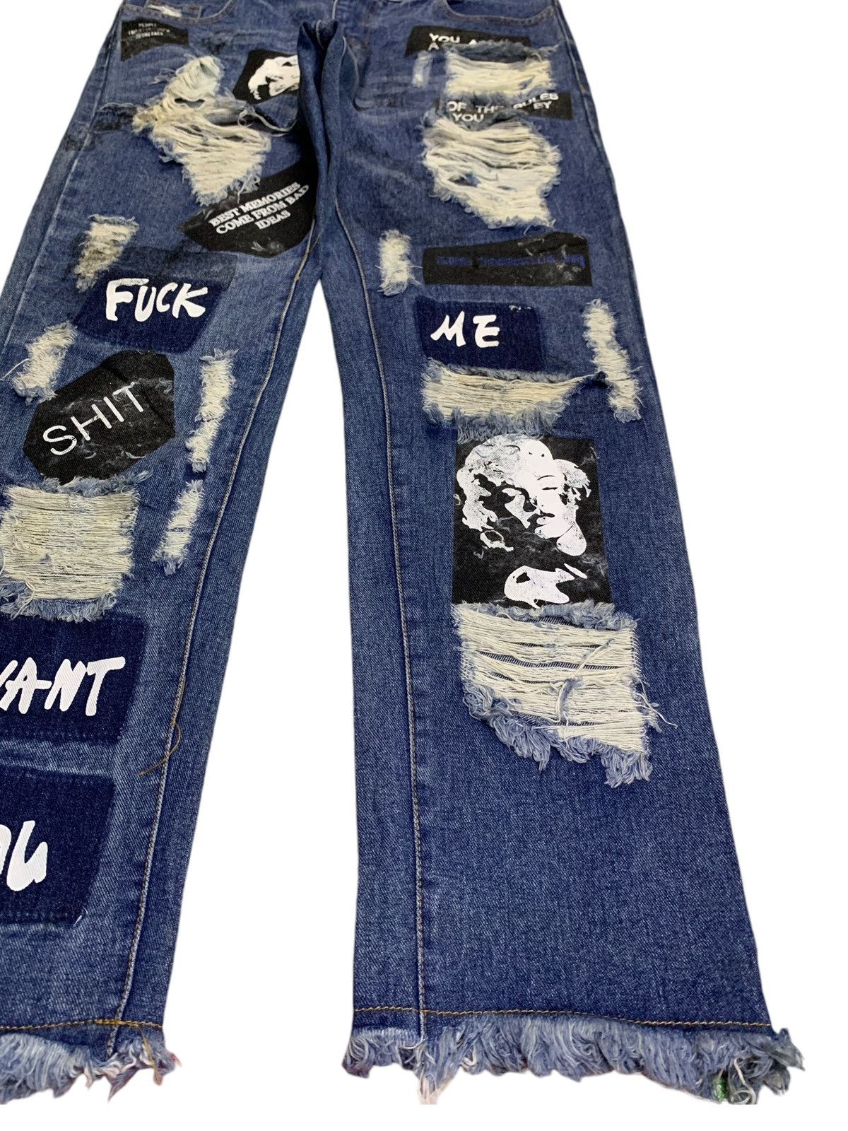 Seditionaries Vintage Japanese Brand Distressed Punk Printed Jeans Size 32" / US 10 / IT 46 - 7 Thumbnail
