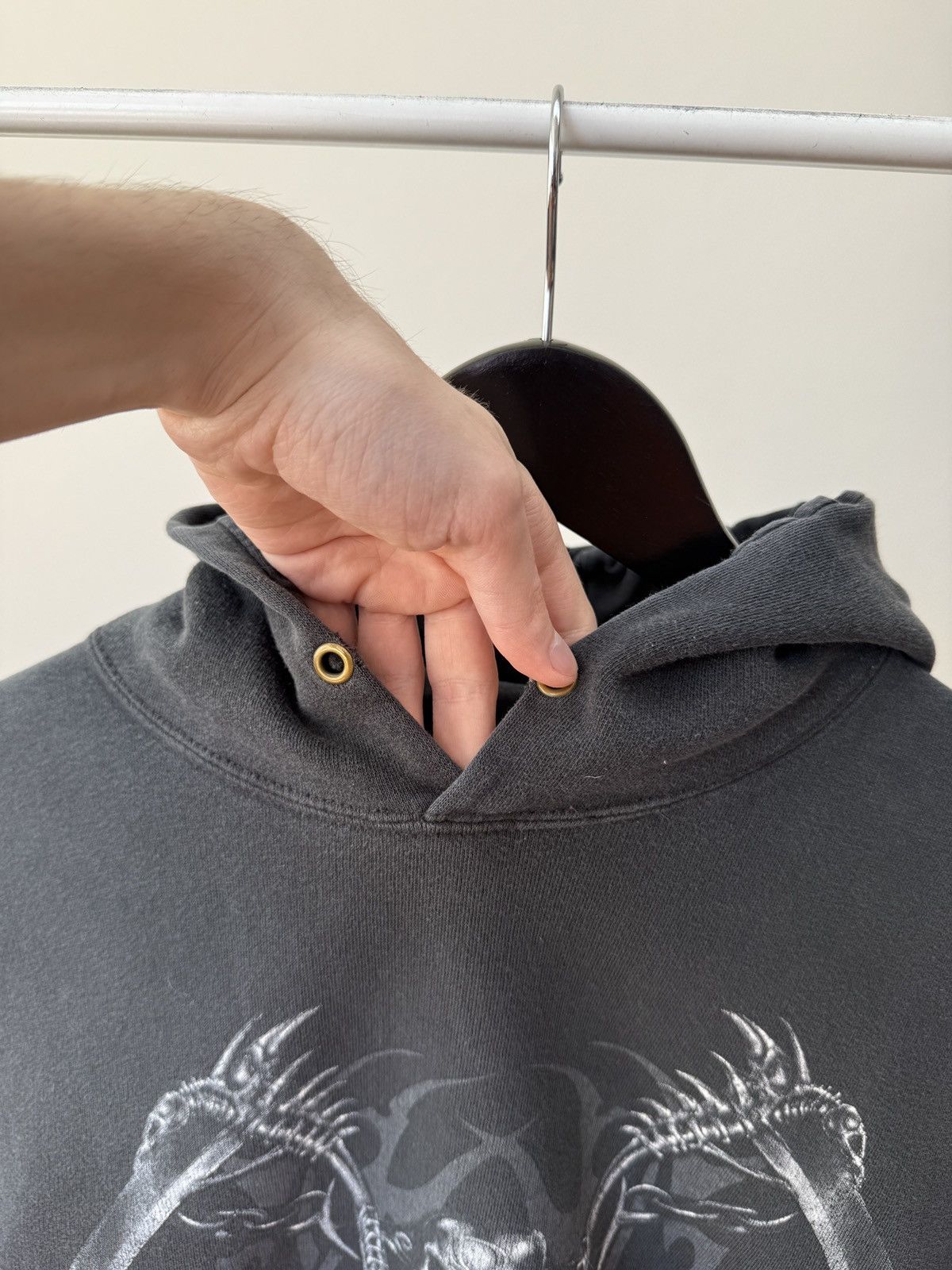 Vintage Vintage Gothic Skull Faded Distressed Y2K Rare Hoodie Size US S / EU 44-46 / 1 - 7 Thumbnail