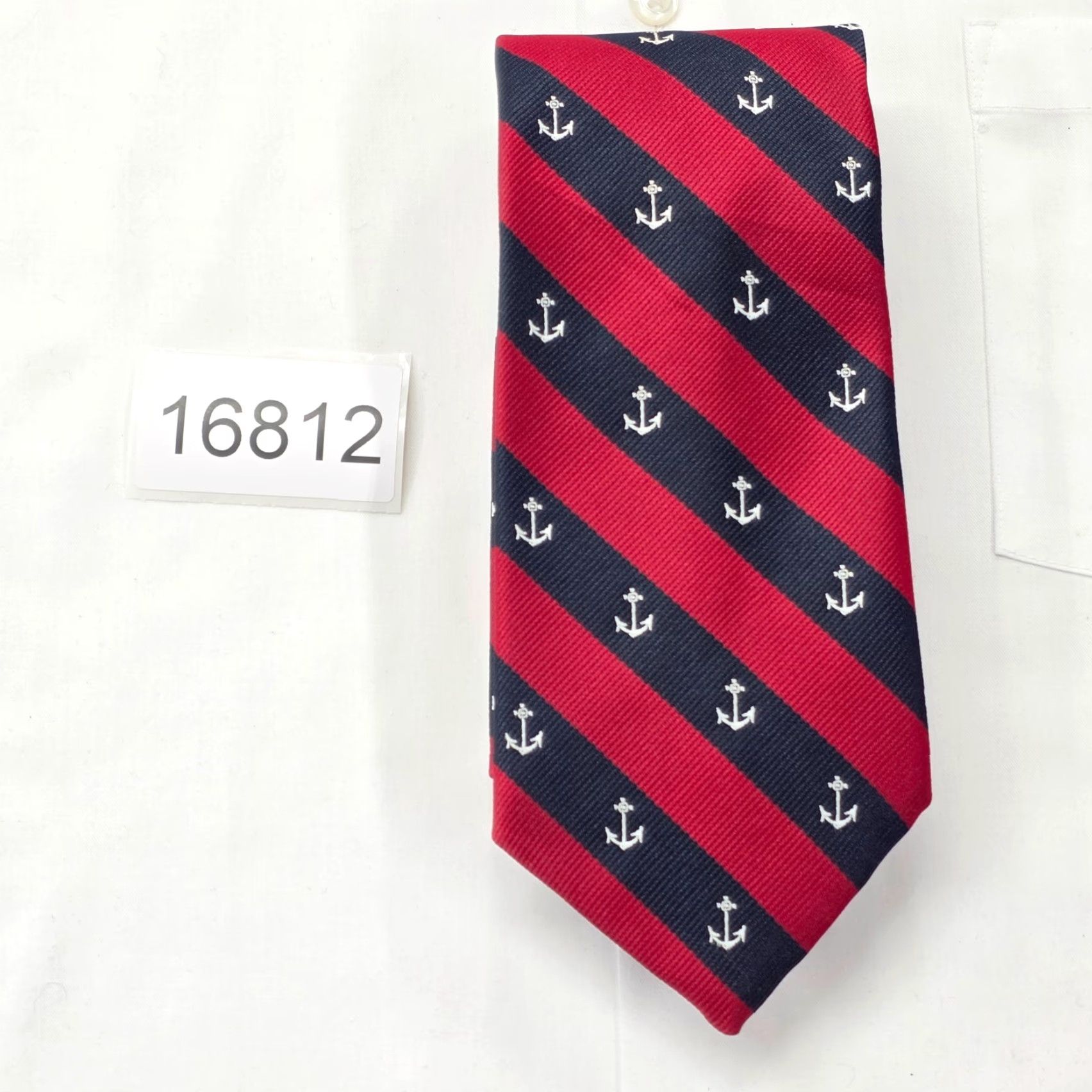 Vintage Alynn Necktie Mens Red Striped Repp Anchor Navy Nautical Yacht Club VTG Size ONE SIZE - 8 Thumbnail