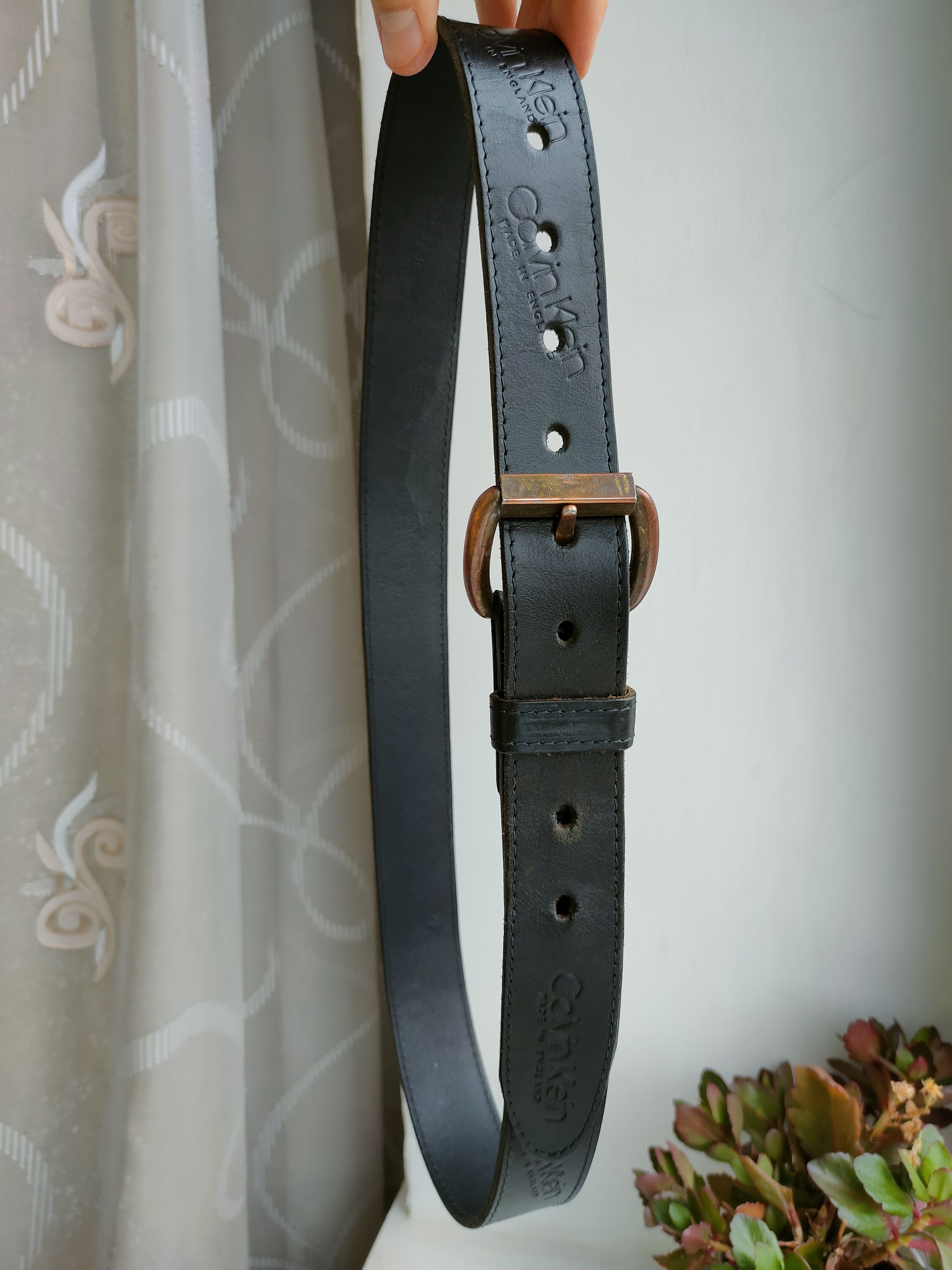 Calvin Klein Vintage Calvin Klein Leather Belt Vintage Made in England Size ONE SIZE - 5 Thumbnail
