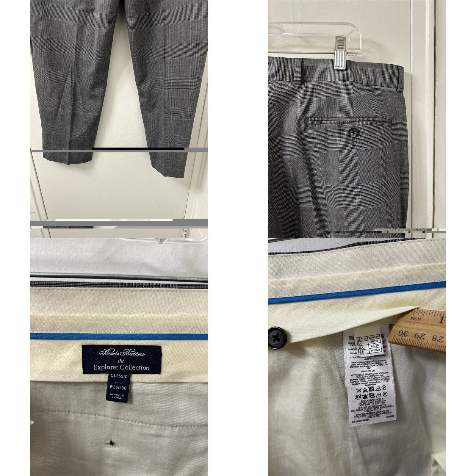 Brooks Brothers Brooks Brothers Pants Mens 36x26 Gray Explorer Collection Houndstooth Plaid Dress Pants Tweed Front Flat Front Button Zip Size US 36 / EU 52 - 8 Thumbnail