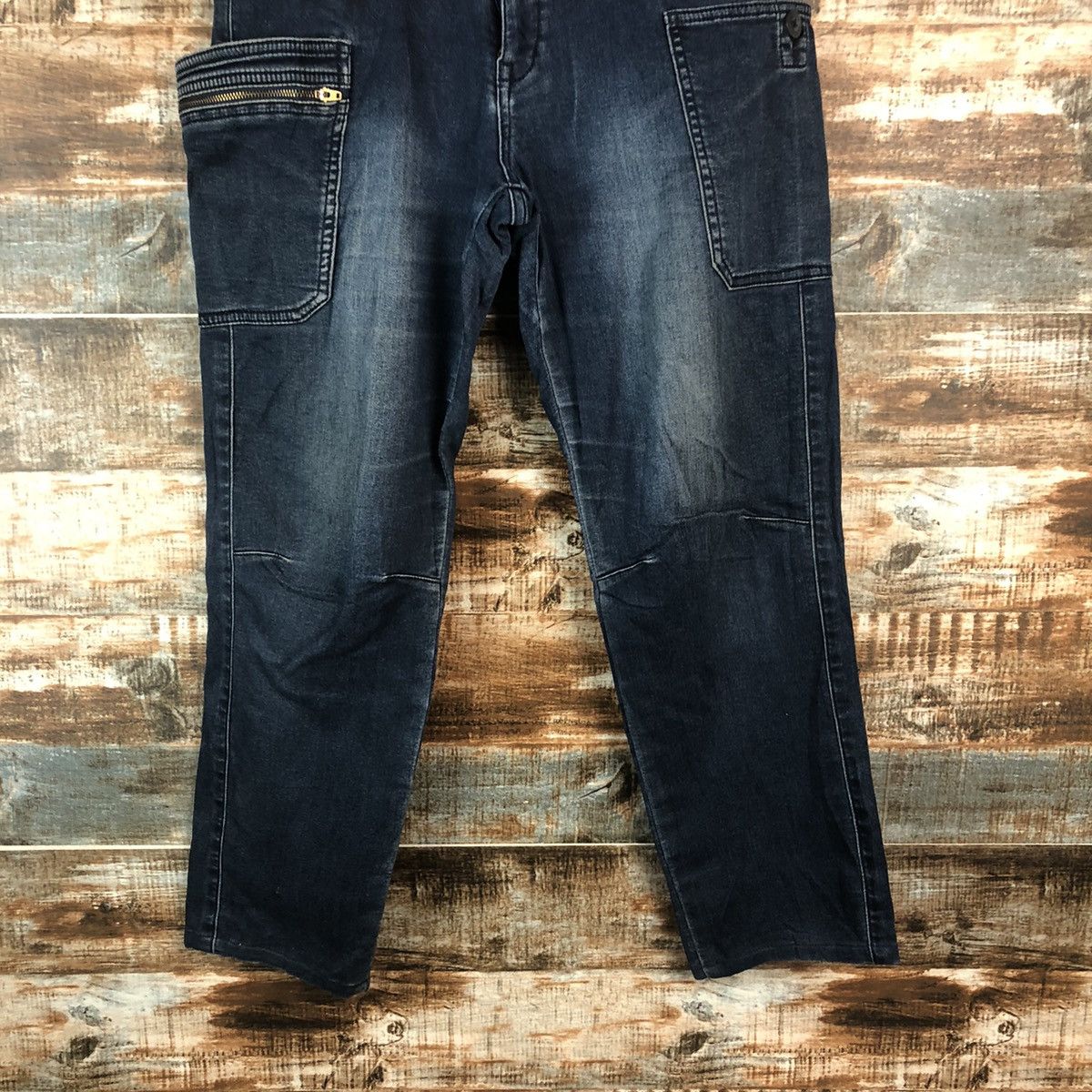 Japanese Brand Fieldcore Japanese utility tactical Blue Denim Pants #A2094 Size US 32 / EU 48 - 6 Thumbnail