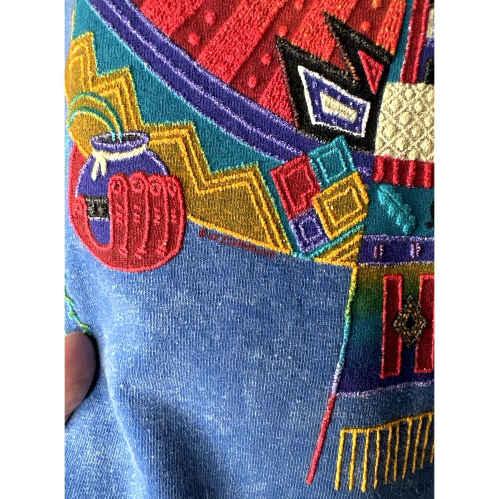 Gildan VINTAGE Y2K Southwestern Kokopelli Native Art T Shirt Acid Wash Blue L Mens Size US L / EU 52-54 / 3 - 4 Thumbnail