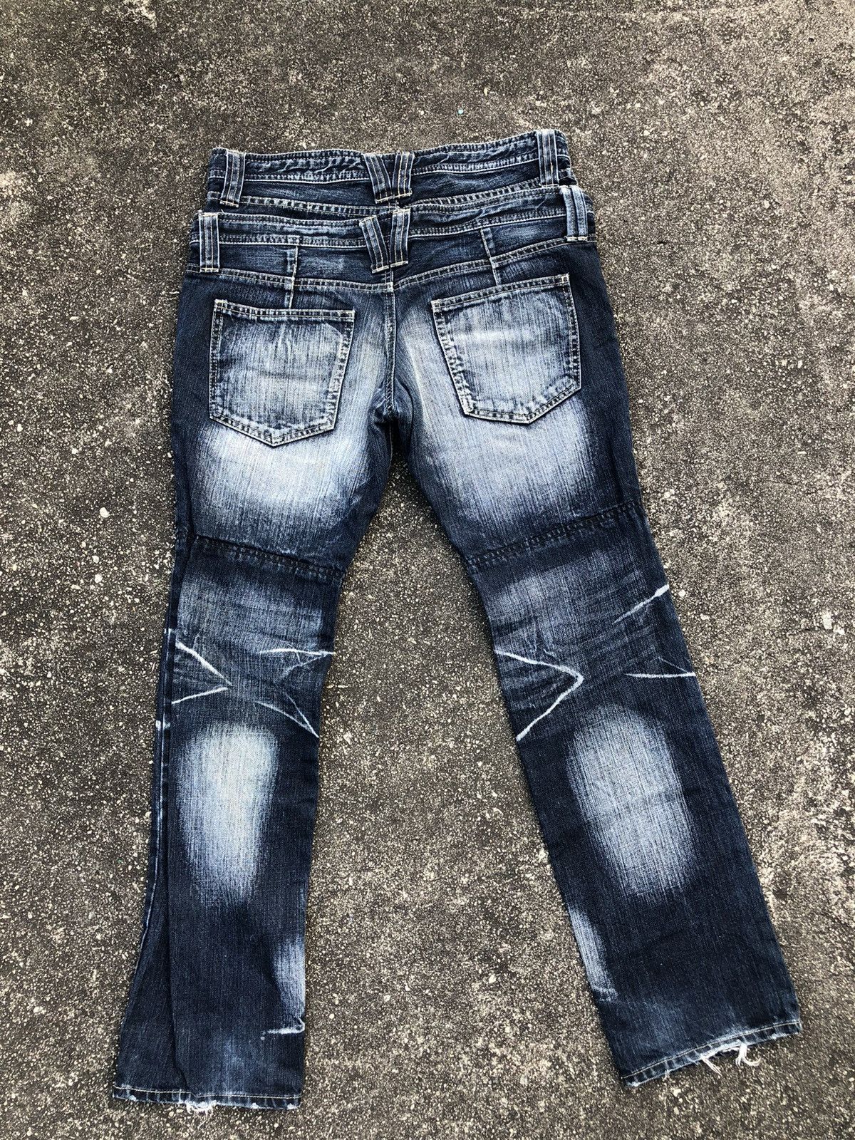 Japanese Brand PPFM Double Waist Blue Denim Washed Jeans Punk Y2k 2000s Size US 34 / EU 50 - 7 Thumbnail